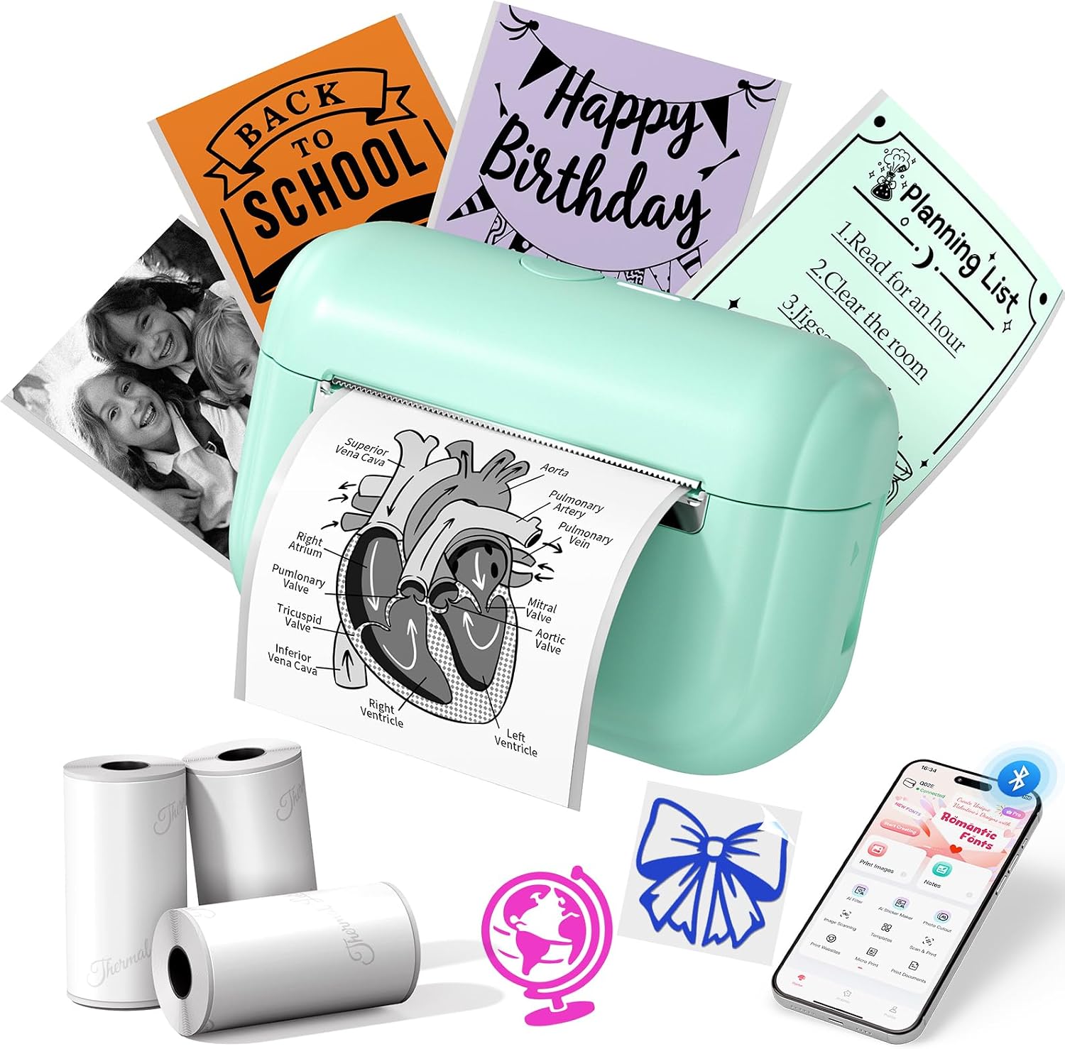Detalle de Memoking Q02E mini-thermische printer voor zelfklevende etiketten met Bluetooth