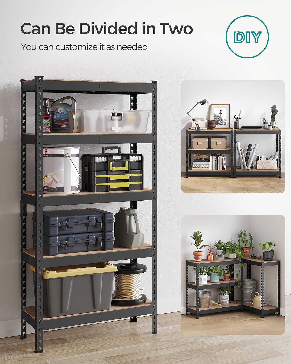 Thumbnail 6 de SONGMICS GLR300BZ03 5-Tier Storage Shelves, Adjustable Steel and MDF Unit