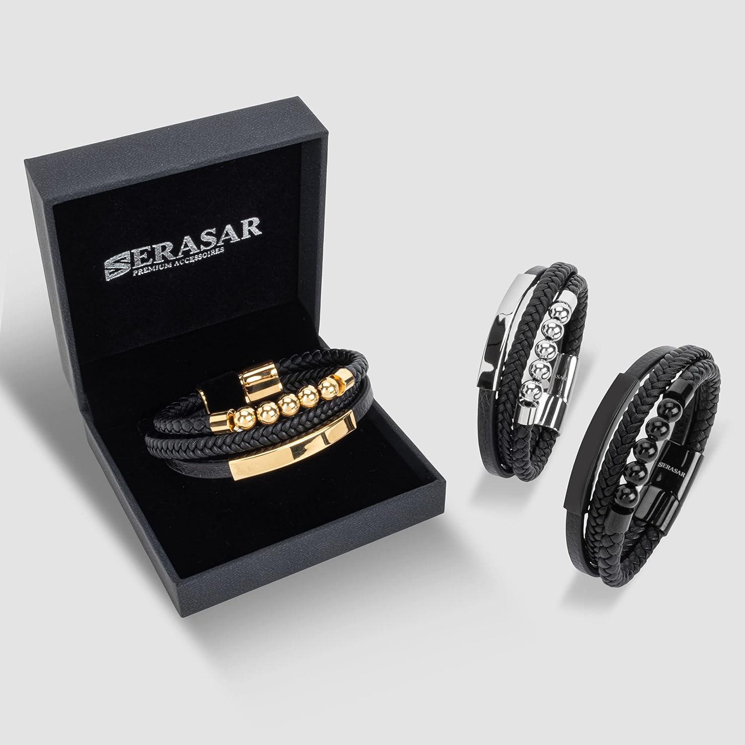 Thumbnail 6 de SERASAR Bracelet Homme Cuir Fermoir Magnétique