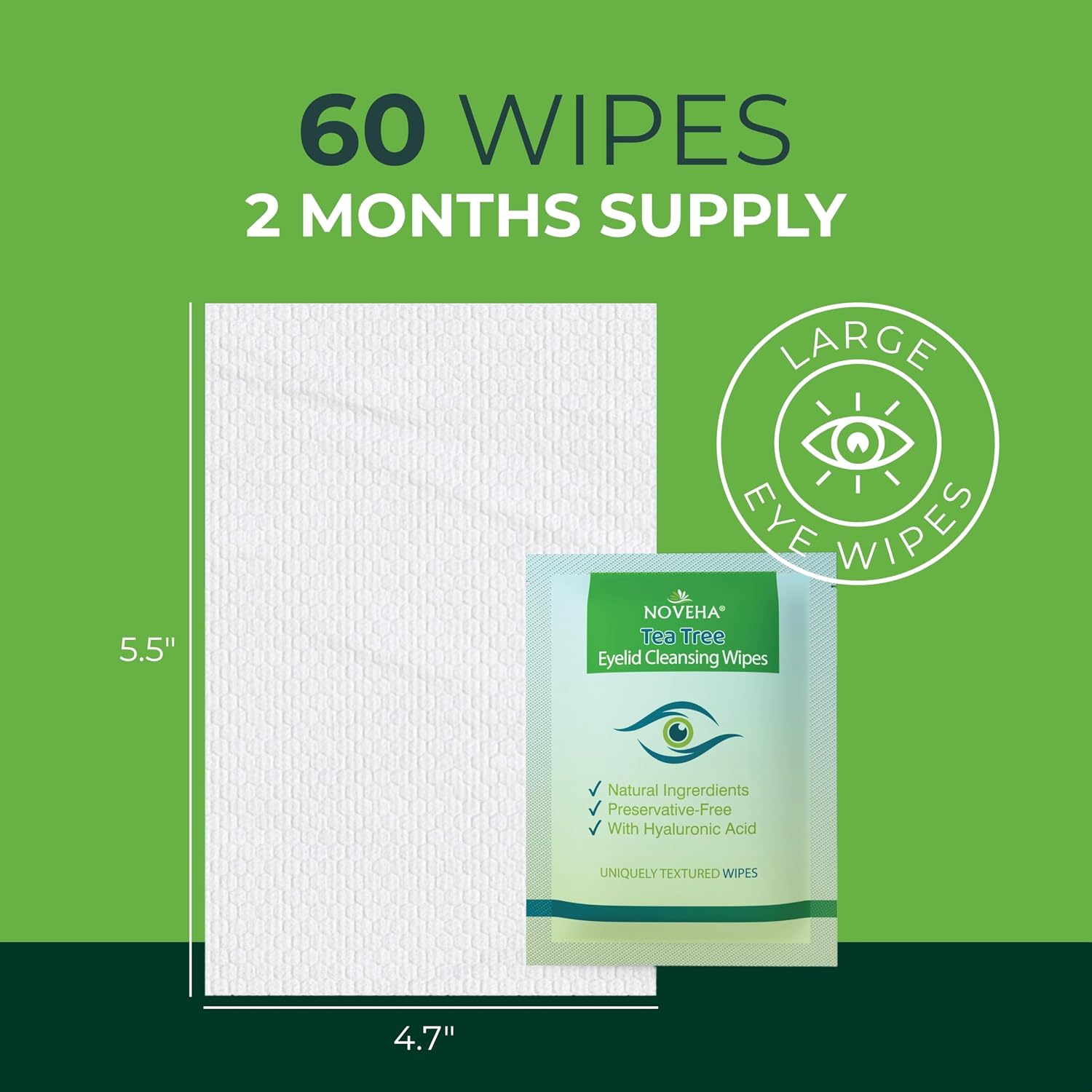 Thumbnail 4 de NOVEHA 60pc Tea Tree Eyelid & Lash Wipes