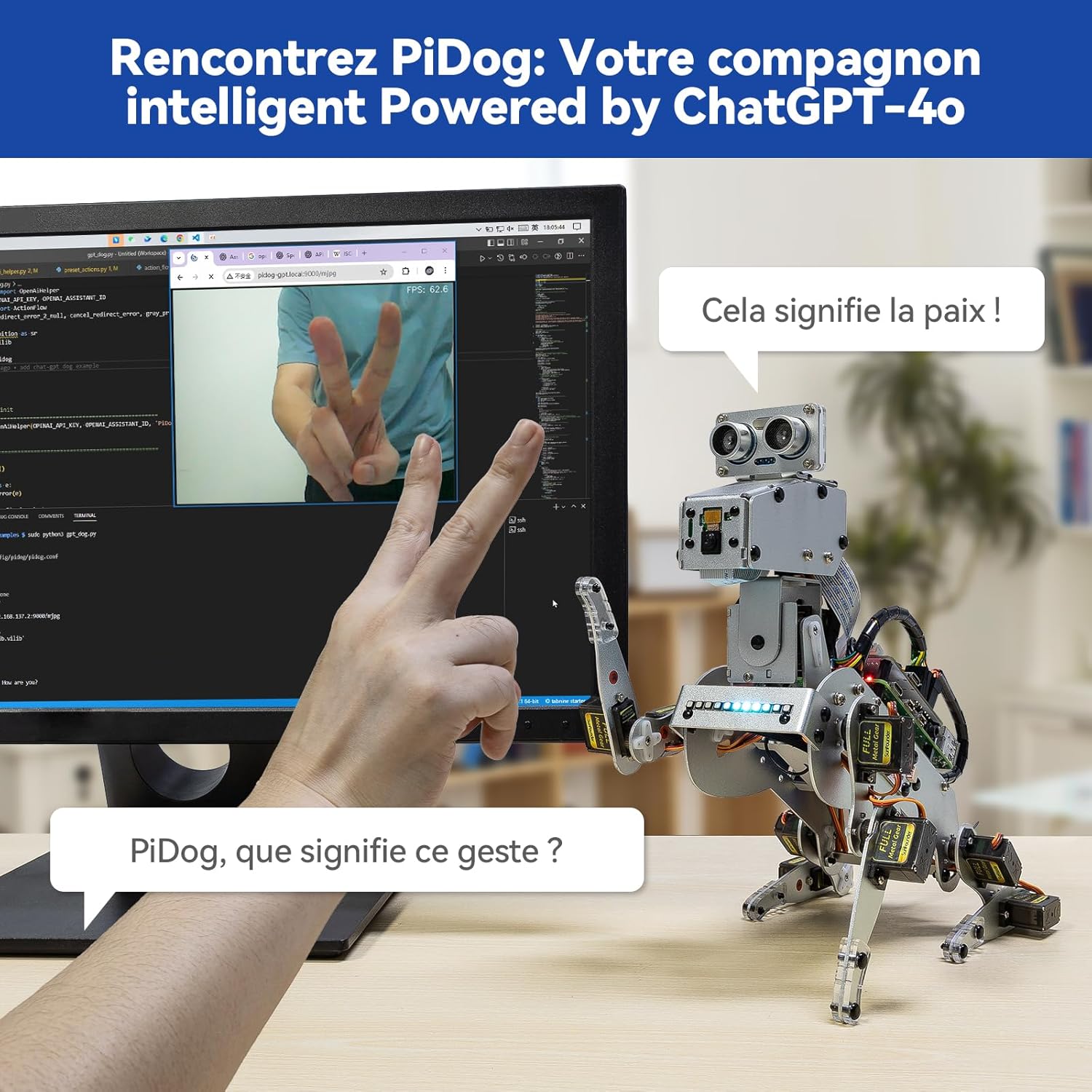 Thumbnail 2 de SunFounder PiDog: chien robot IA pour Raspberry Pi (5/4/3B+/Zero 2W)