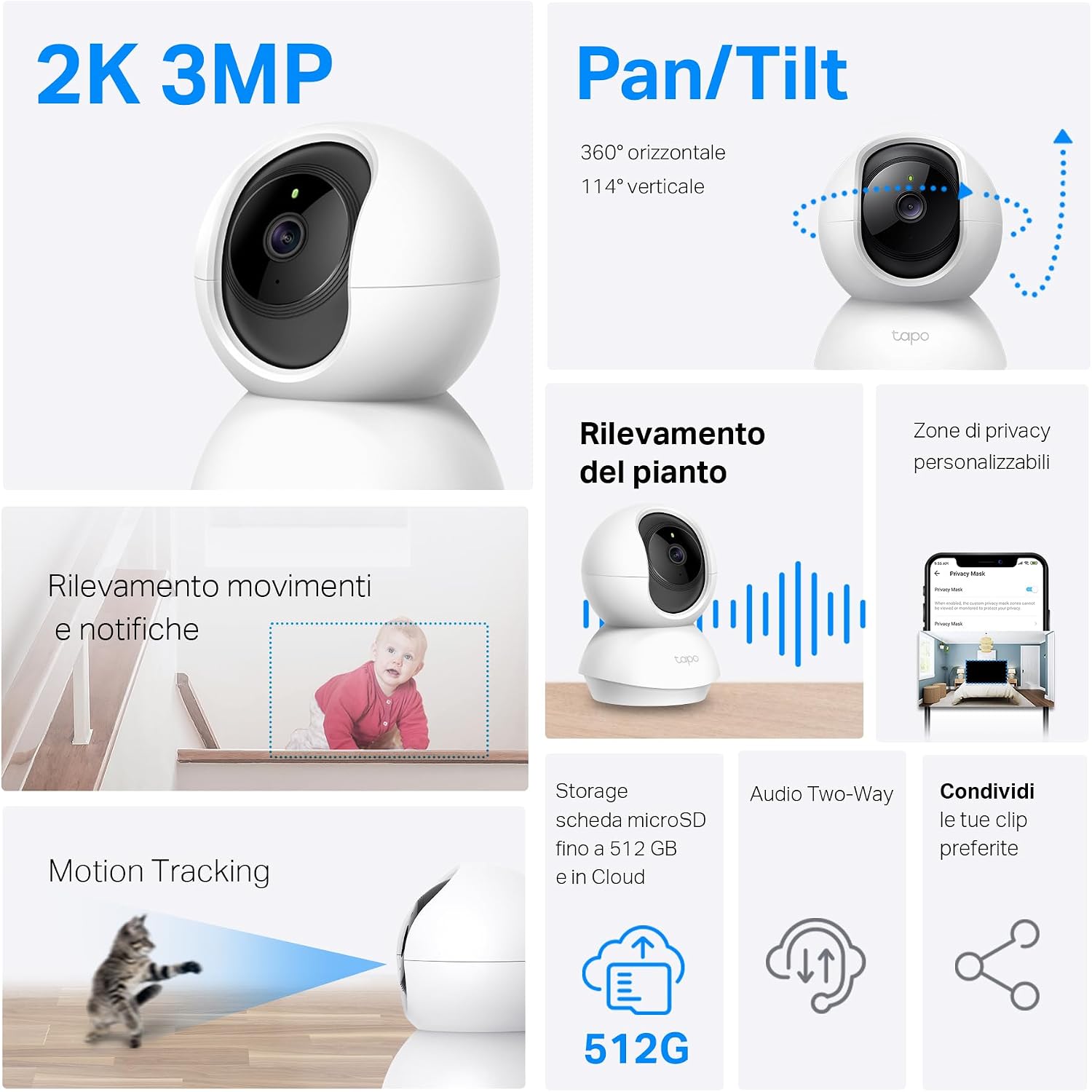 Thumbnail 1 de TP-Link Tapo C210 Telecamera Wi‑Fi 3MP 2K per interno