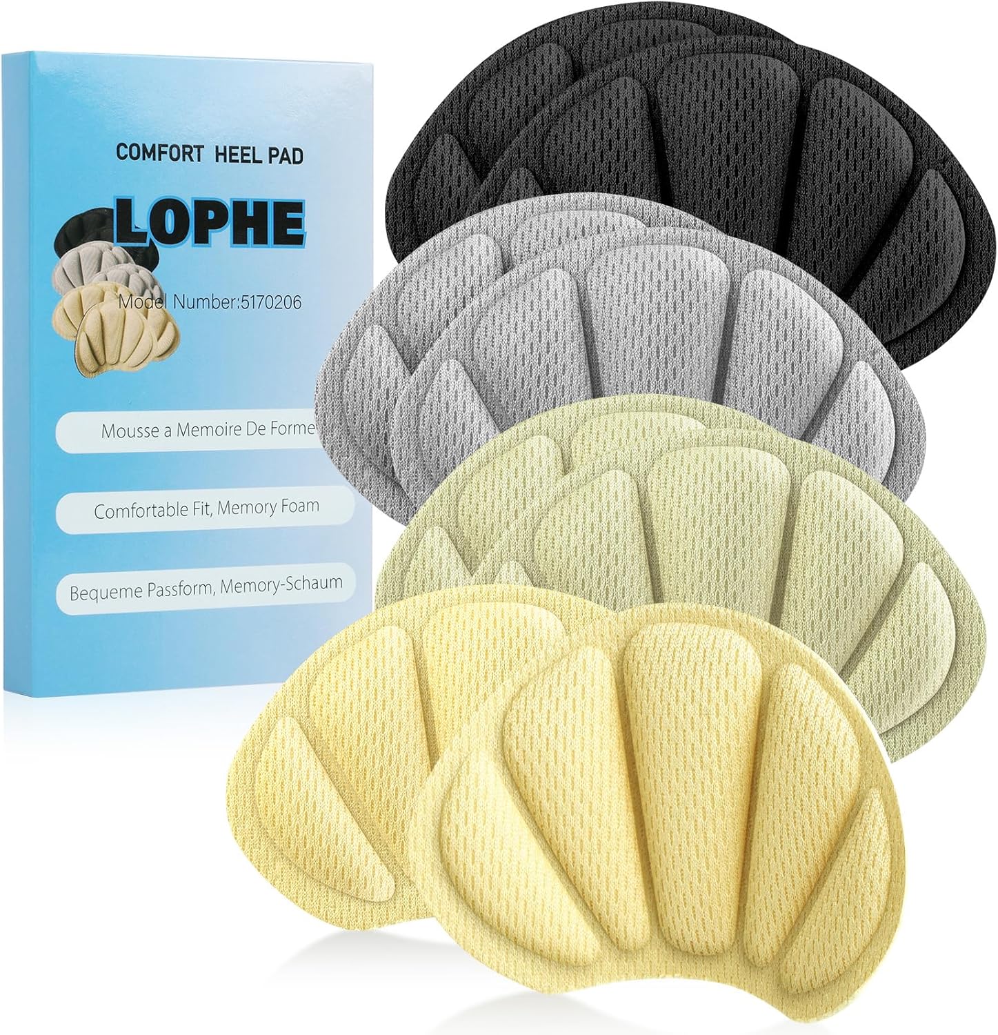 LOPHE 4 paires de protège-talons avec mousse à mémoire de forme