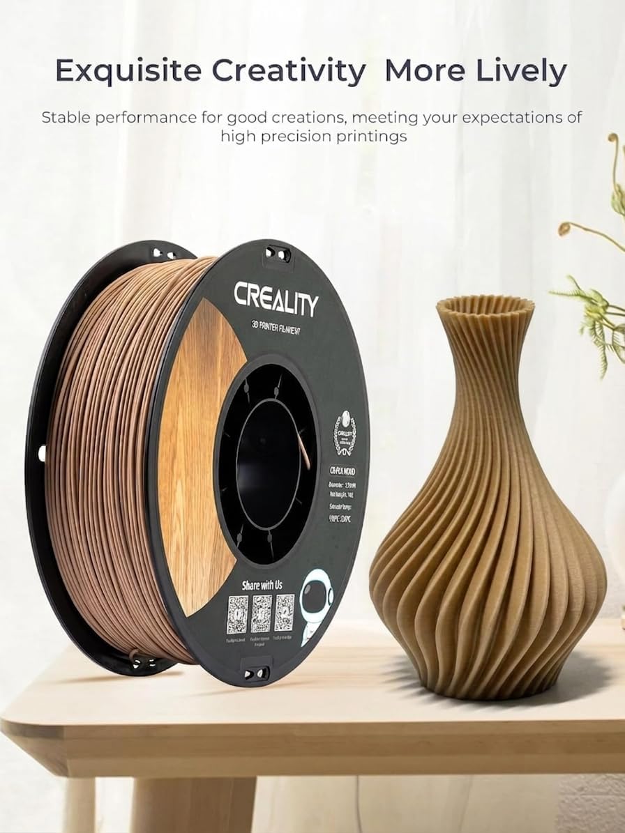 Thumbnail 3 de Creality Holzfilament 1,75 mm – CR PLA mit natürlicher Holztextur, 1 kg Spule, matte Oberfläche, ±0,02 mm Maßhaltigkeit