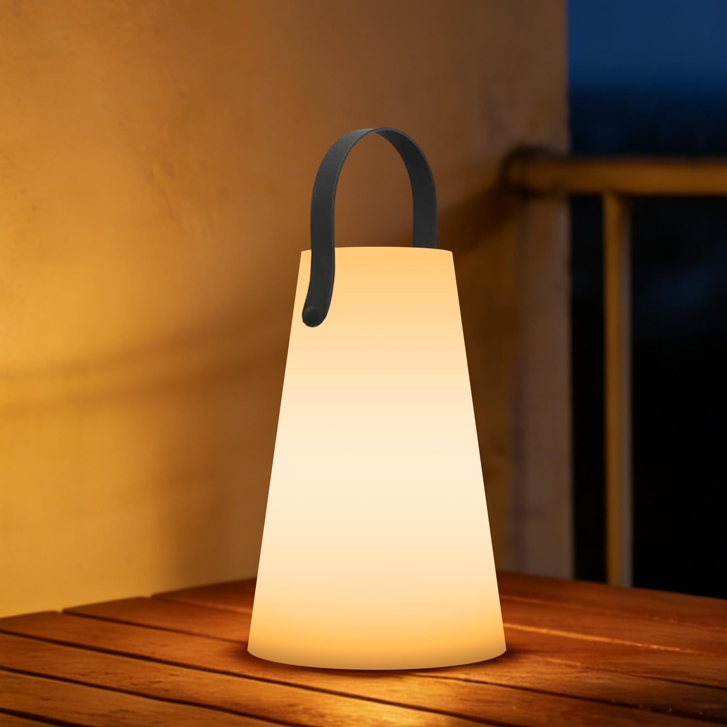 Detalle de GGII LED Akku Tischlampe Outdoor – kabellos, dimmbar, 8 Farben, USB-C aufladbar, IP44