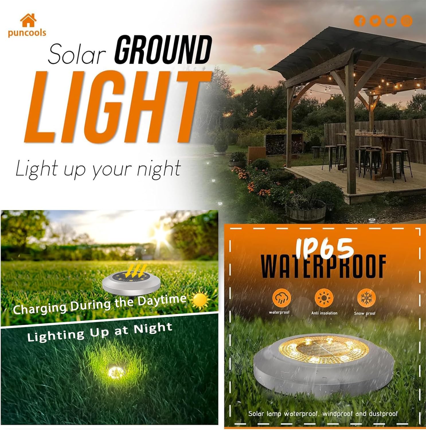 Detalle de Solar ground lights 8 pack for gardens