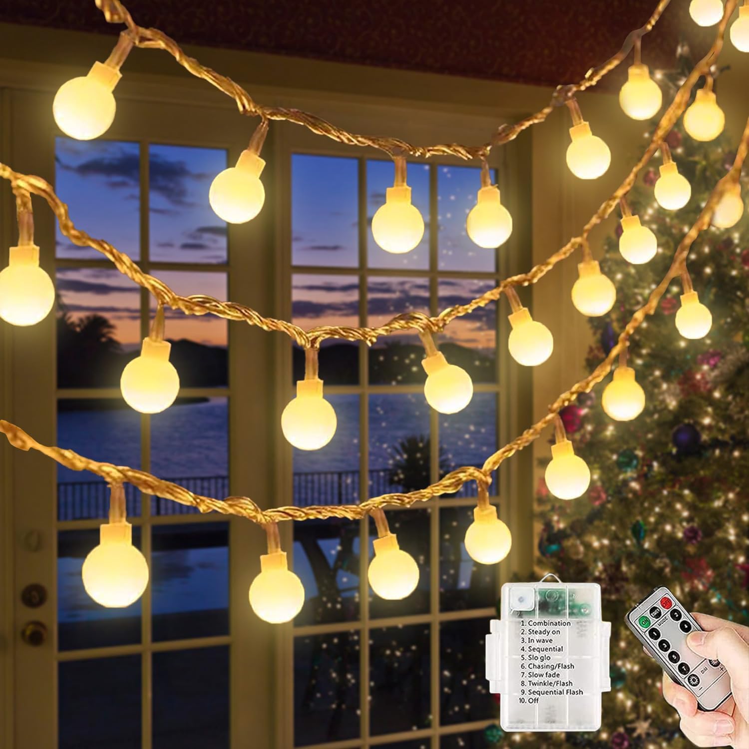 Detalle de Ligarko bolvormig (bolvormig oppervlak) lichtsnoer, 5 m, 40 warmwitte leds
