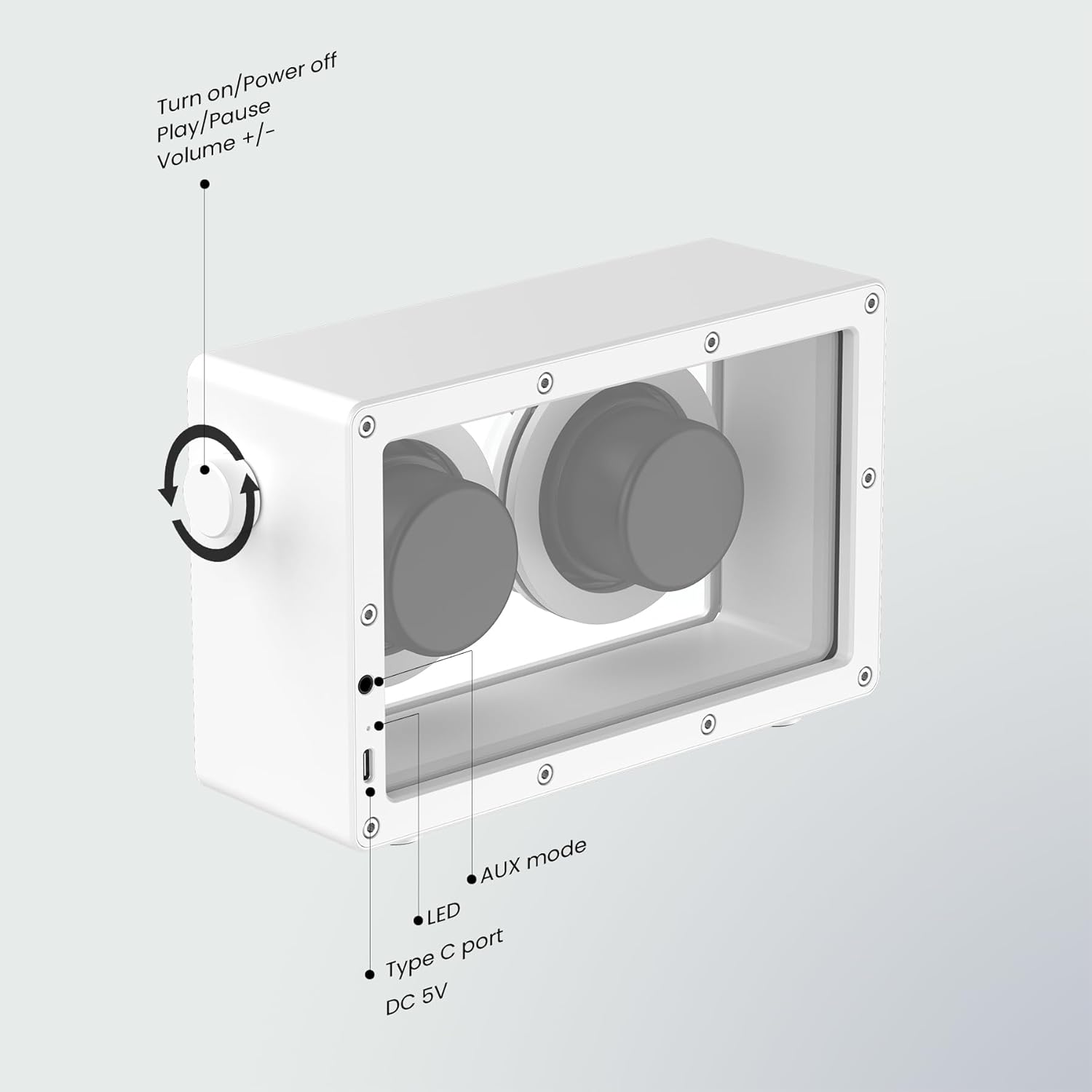 Thumbnail 6 de JAYINE Tragbarer Bluetooth-Lautsprecher 16 W (Bluetooth 5.3, AUX 3,5 mm) – minimalistisch in Weiß