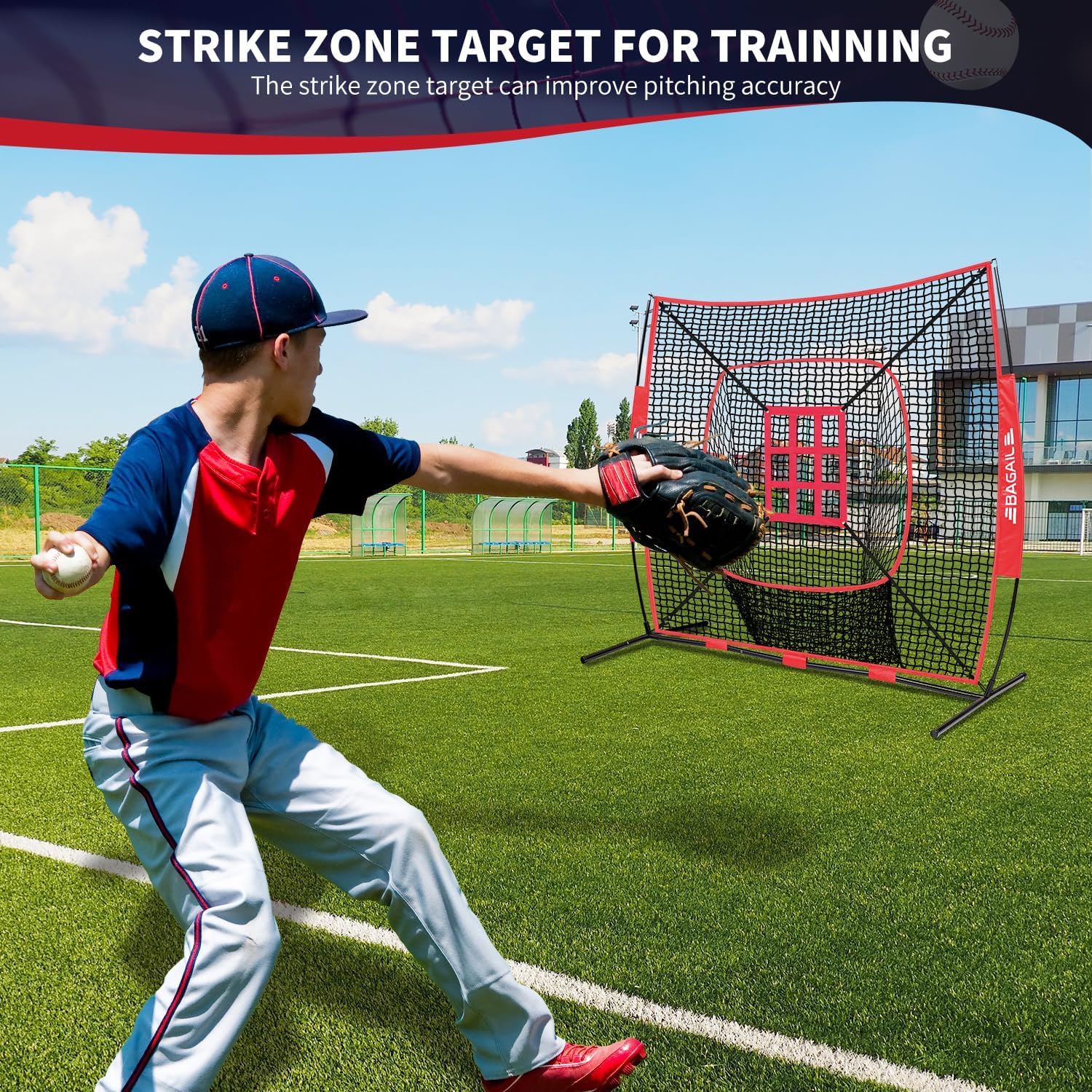 Detalle de BAGAIL Baseball Practice Net, 7 x 7 ft