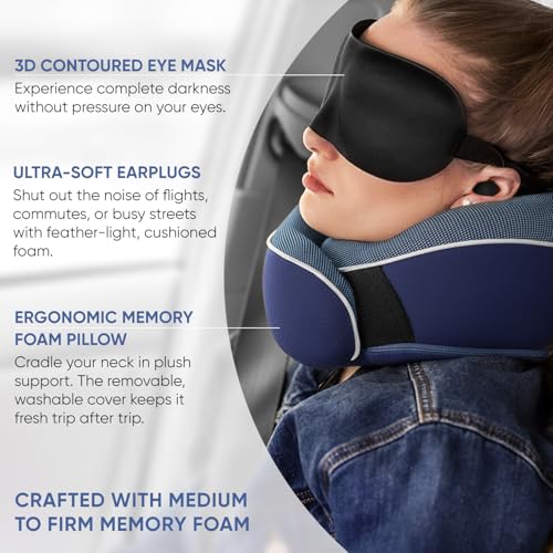 Thumbnail 3 de Proglobe Neck Pillow for Travel, Memory Foam – Blue