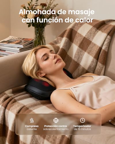 Detalle de RENPHO Masajeador espalda y cuello 3 velocidades