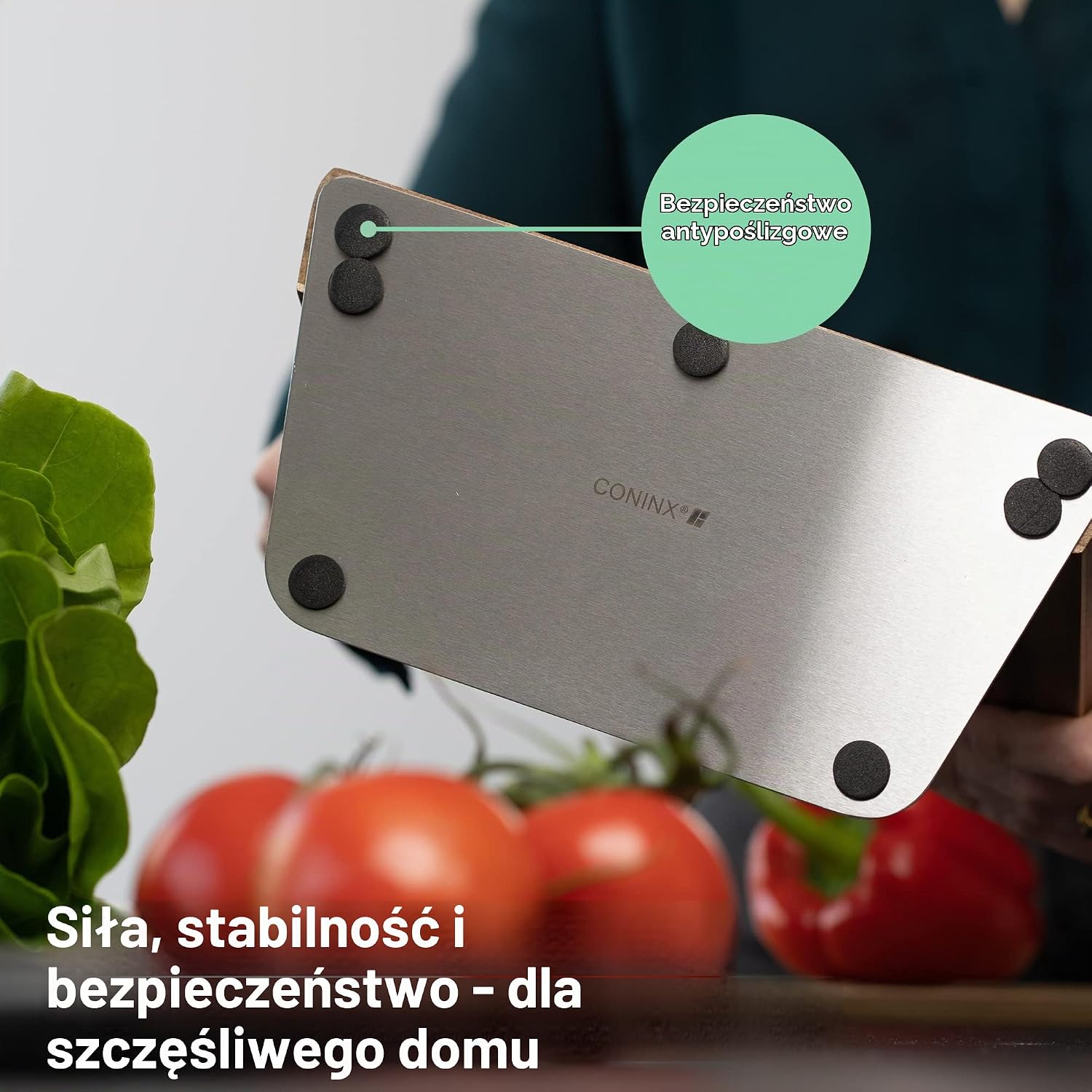 Detalle 1 de Coninx MH00004 – magnetyczny blok na noże z bambusa, 27,5 × 27,5 cm