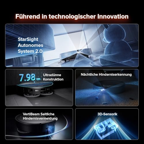 Detalle de roborock Saros 10R Set: Ultraflacher Saugroboter mit Wischfunktion