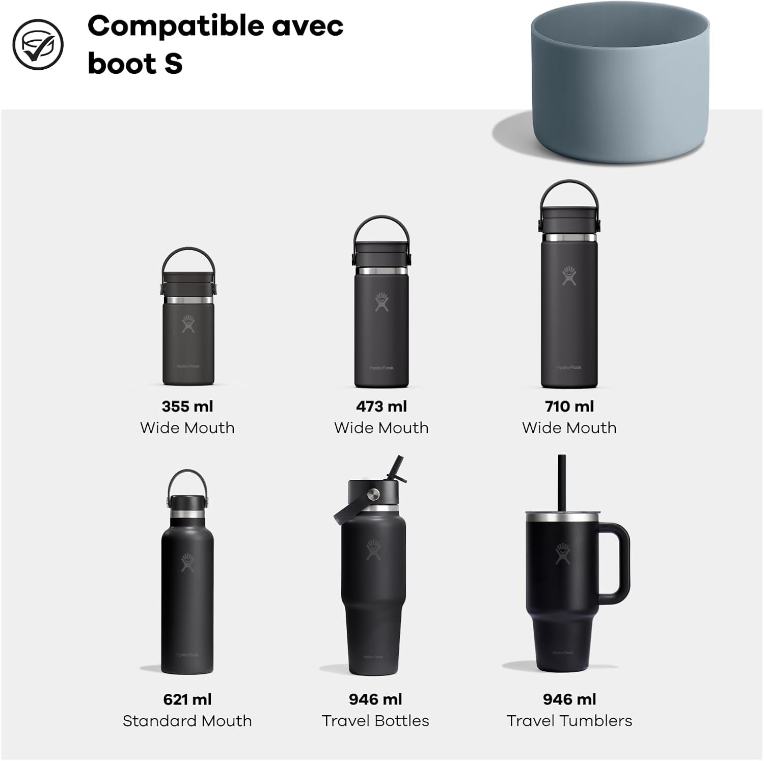 Detalle 2 de Hydro Flask – Small Bottle Boot, manchon silicone Mermaid Green (12–40 oz) – protection et stabilité