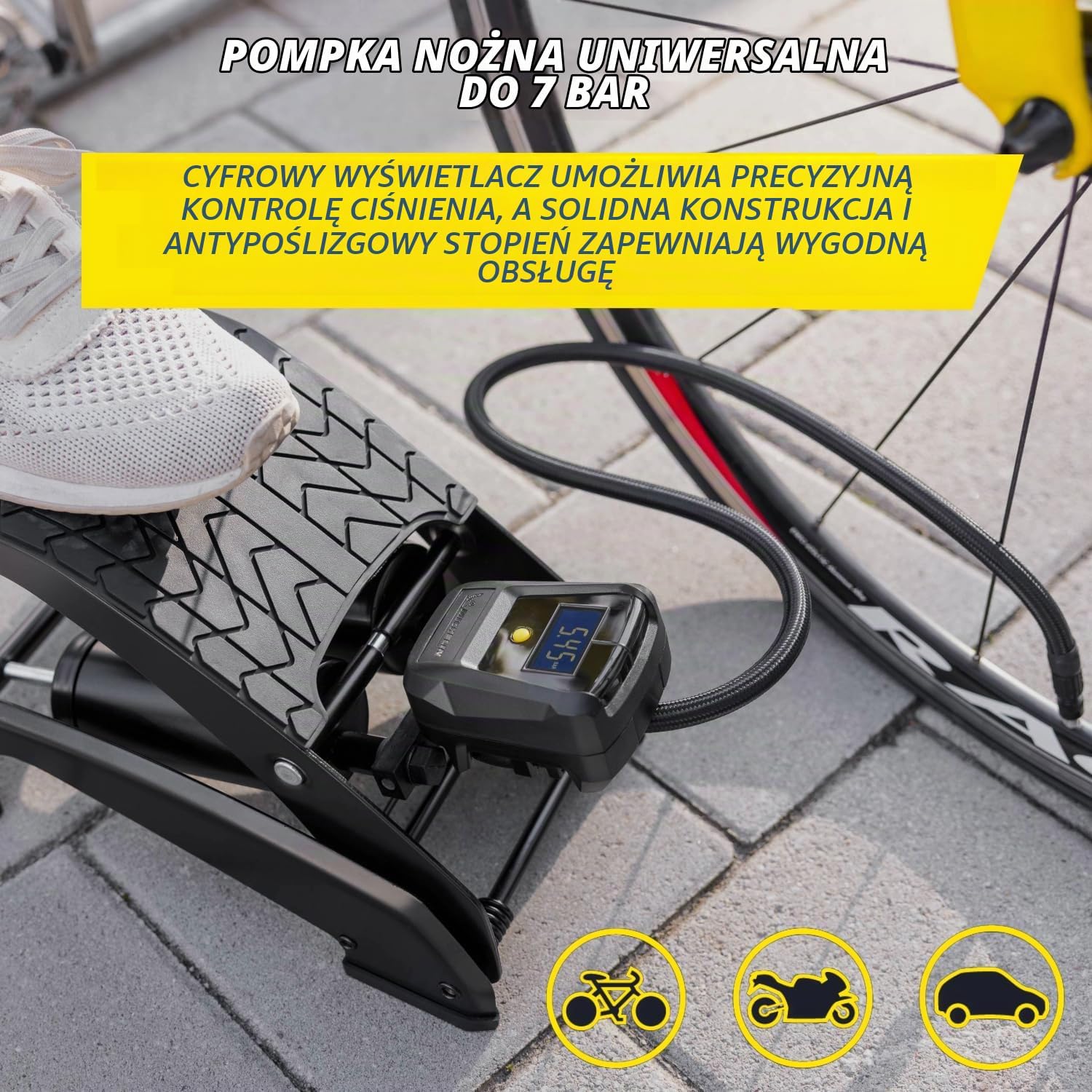 Detalle 2 de Michelin 92421 – pompka nożna z podwójnym cylindrem i cyfrowym wskaźnikiem