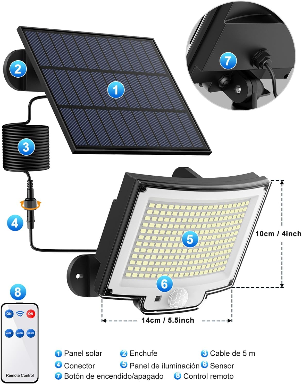 Thumbnail 1 de Topabol Luce Solare LED Esterno sensore 228LED ☀️