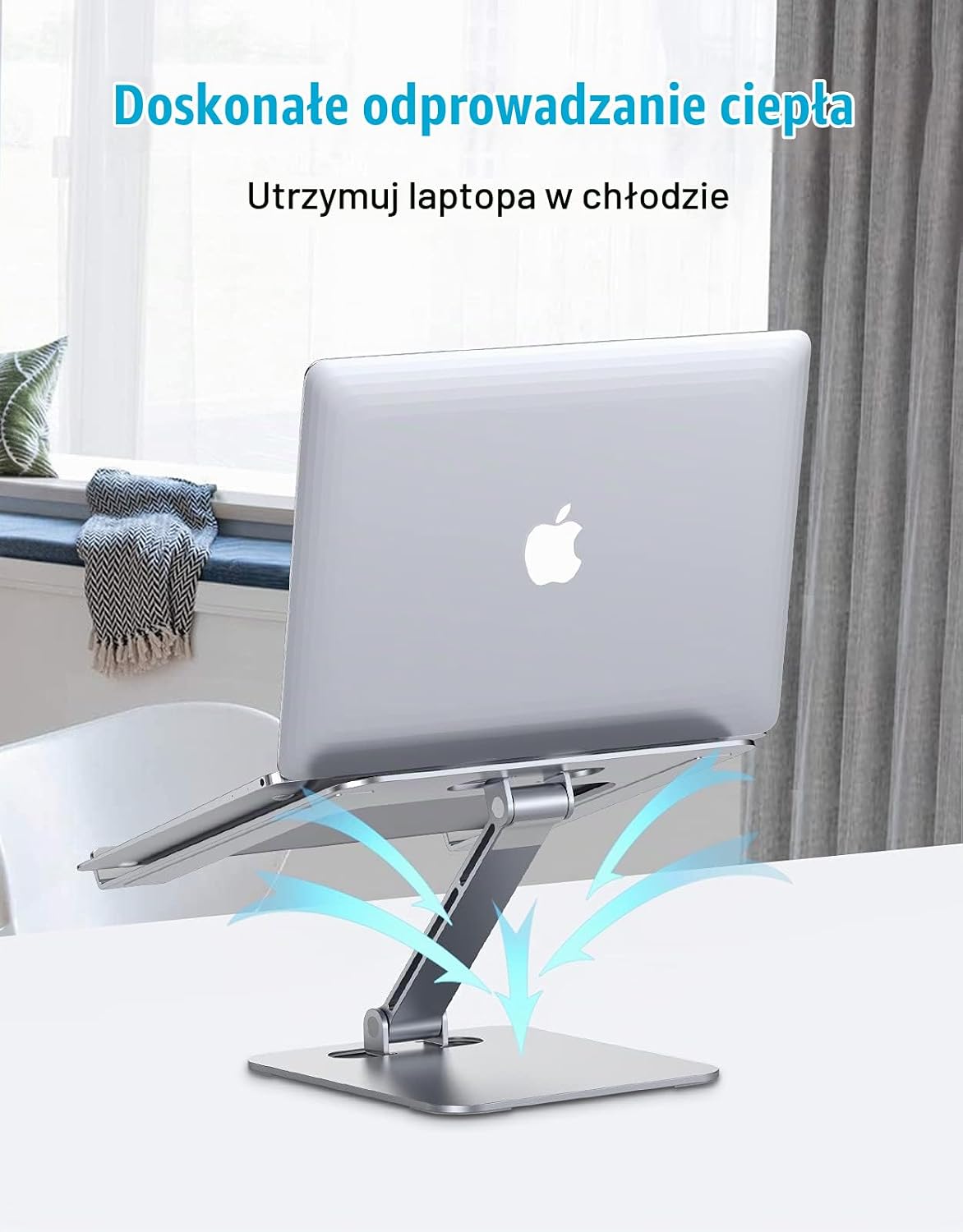 Detalle de Babacom B09 – regulowany stojak na laptopa 10–16″, składany, aluminiowy