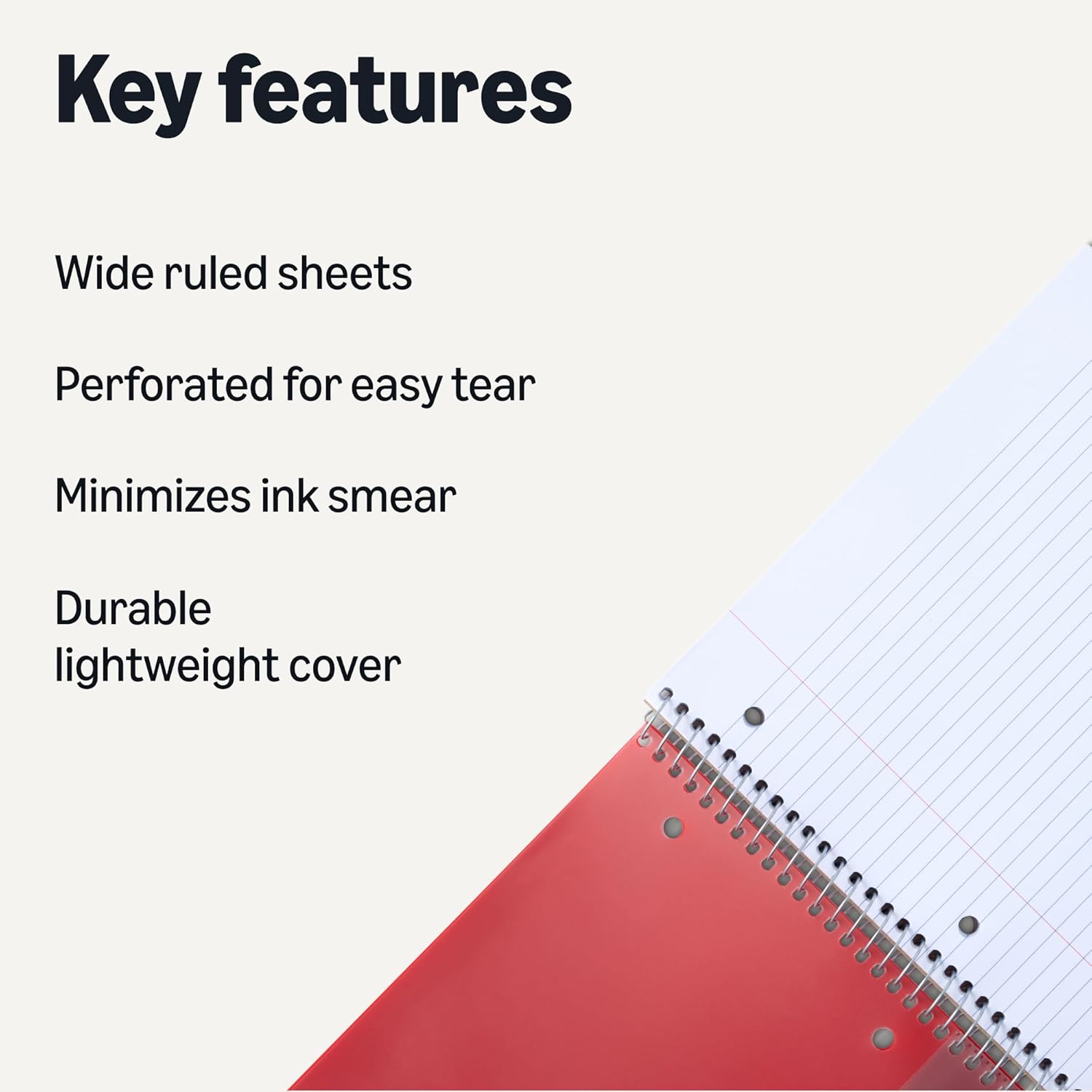 Detalle 2 de Amazon Basics 1-Subject Wide-Ruled Notebook, 3-Pack