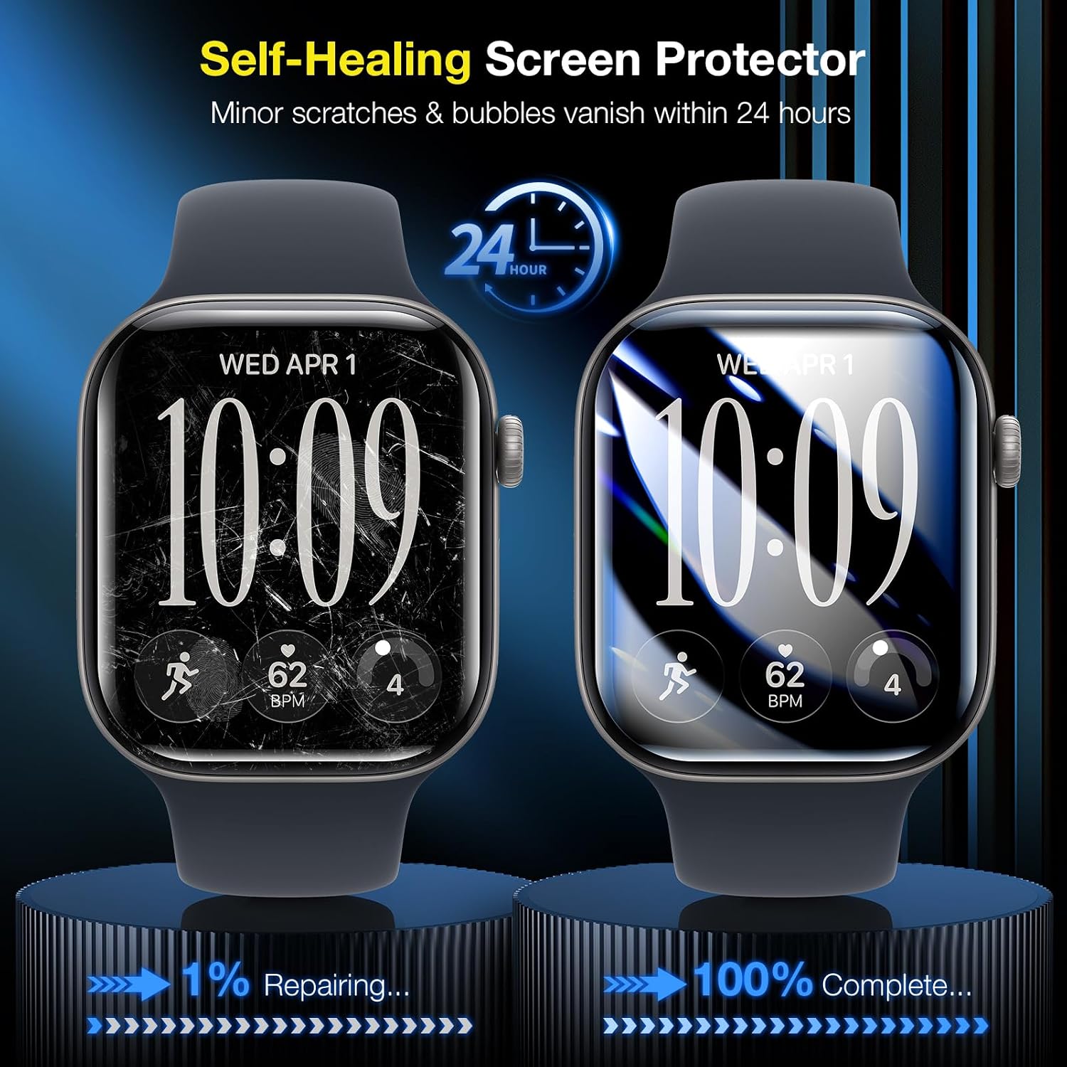 Detalle 2 de LK Apple Watch Series 12/11/10 46mm Screen Protector, Self-Healing TPU Film, 6-Pack