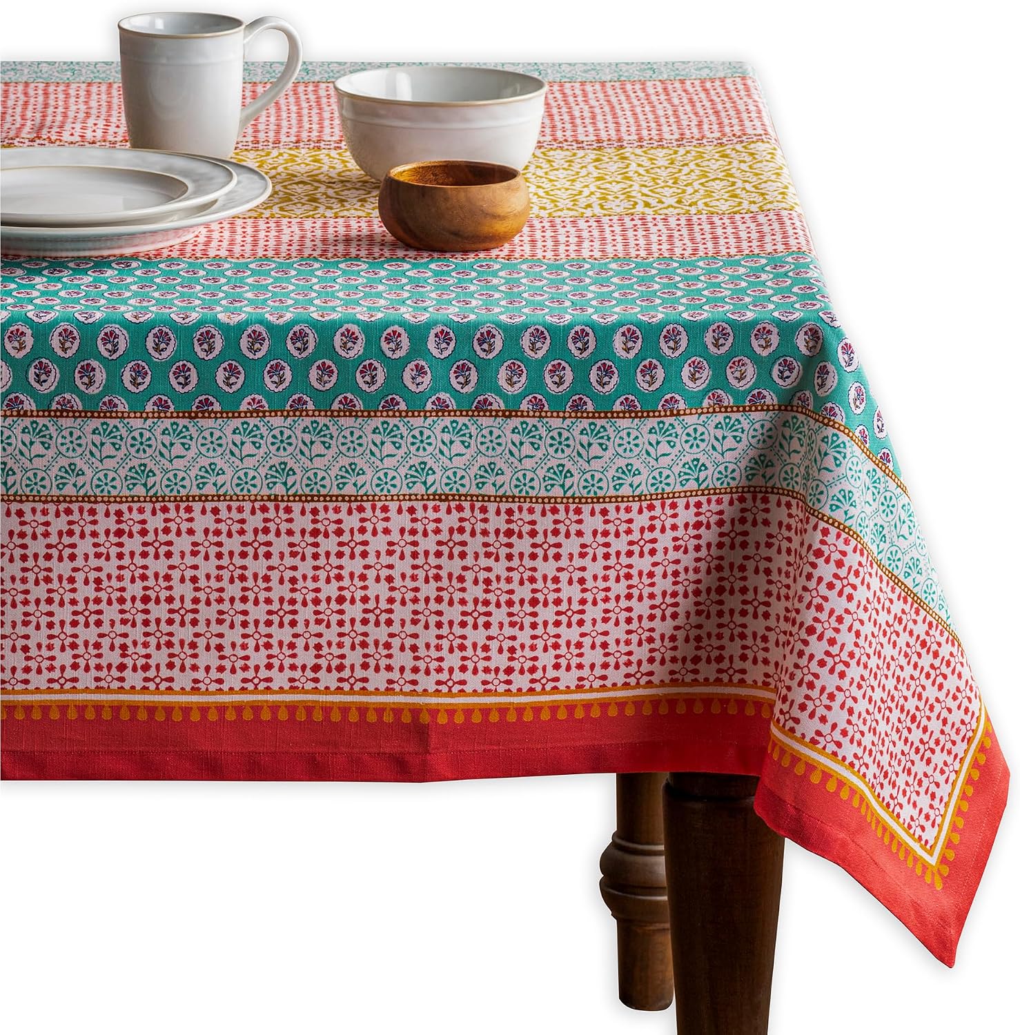 Detalle de Maison d' Hermine 54x72" Rectangle Cotton Tablecloth with Provence Watercolor Pattern