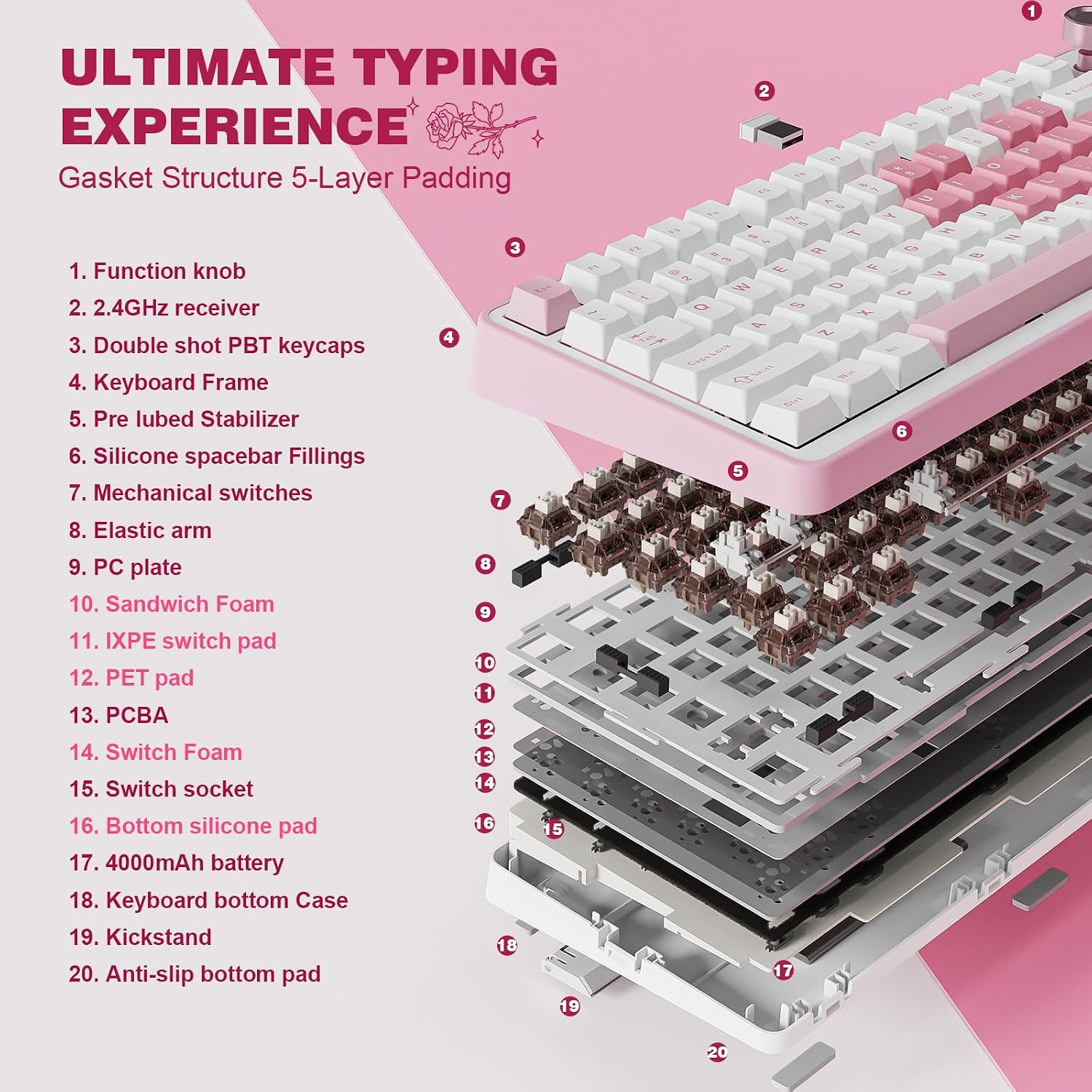 Detalle 2 de YUNZII B75 PRO 75% Wireless Mechanical Keyboard ⌨