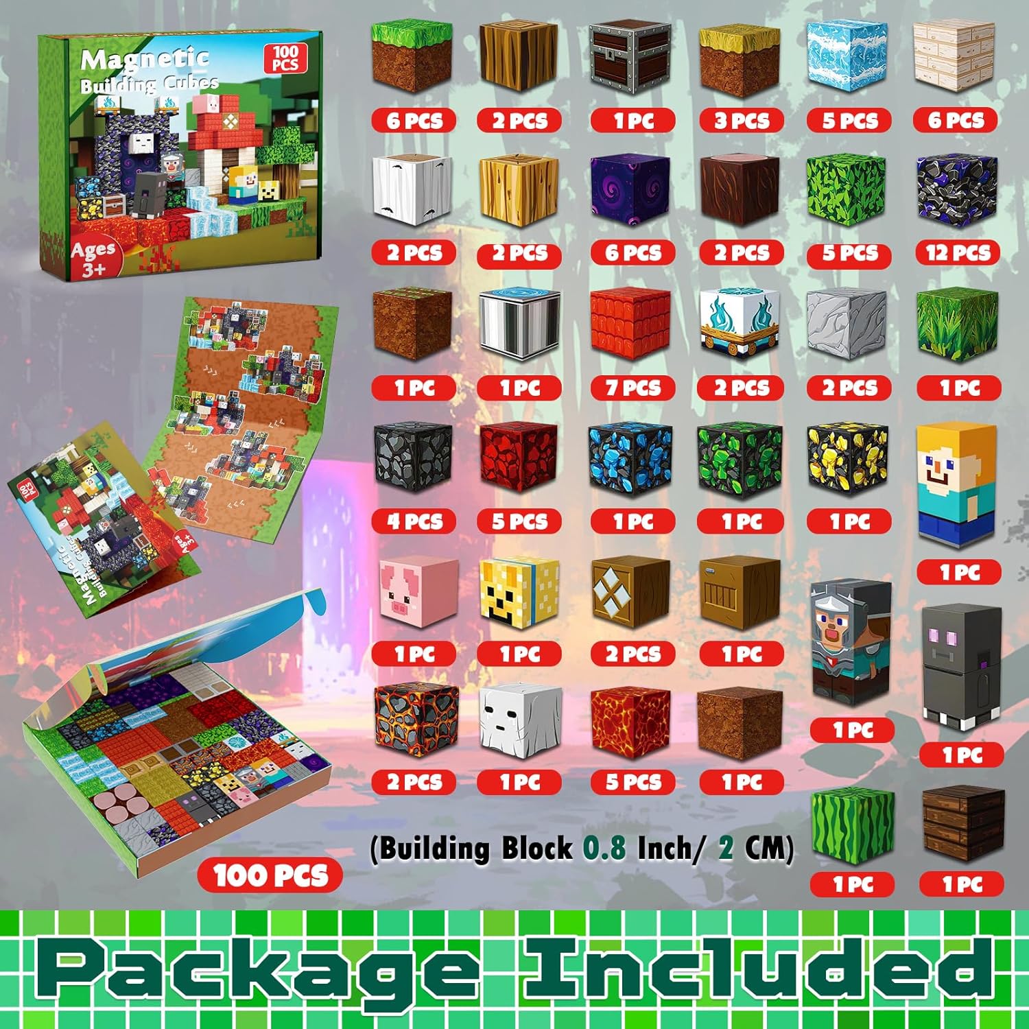 Thumbnail 1 de GraceDuck 100 PCS Magnetic Blocks: Creative STEM Building Toys for Kids 3+