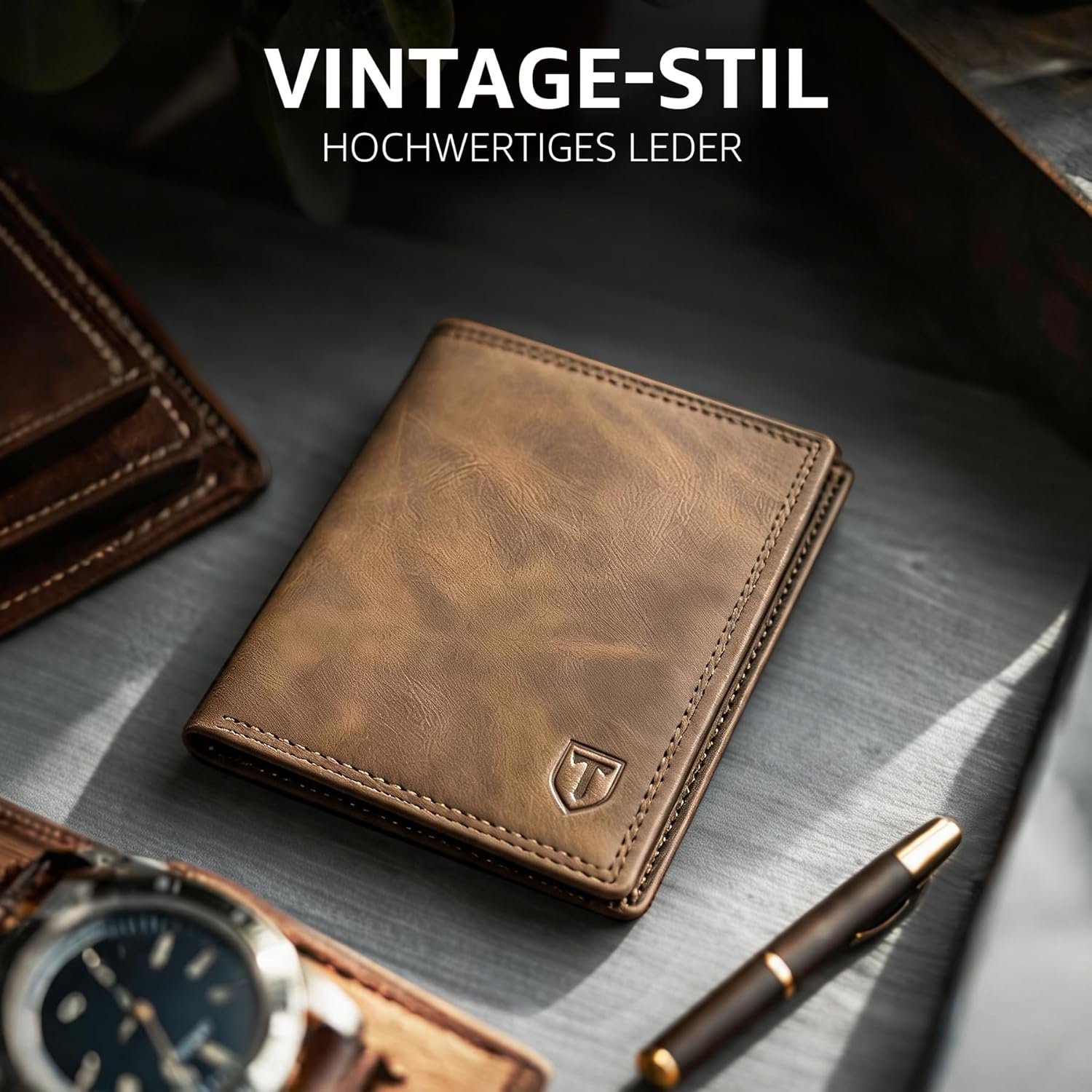 Detalle 2 de TENBST Geldbörse Herren – Großraum Slim Wallet mit 15 Kartenfächern, Münzfach und RFID-Schutz