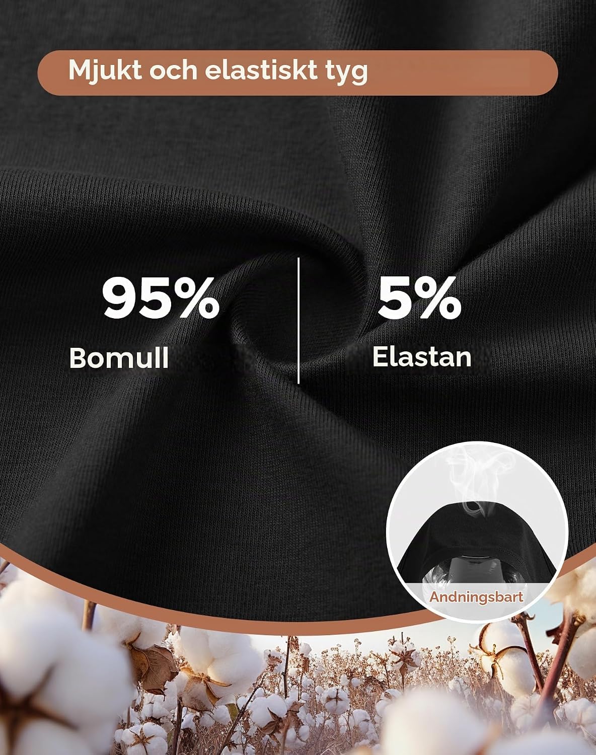 Detalle 2 de INNERSY damtrosor i bomull, mjuka hipstertrosor med hög benringning, 6-pack