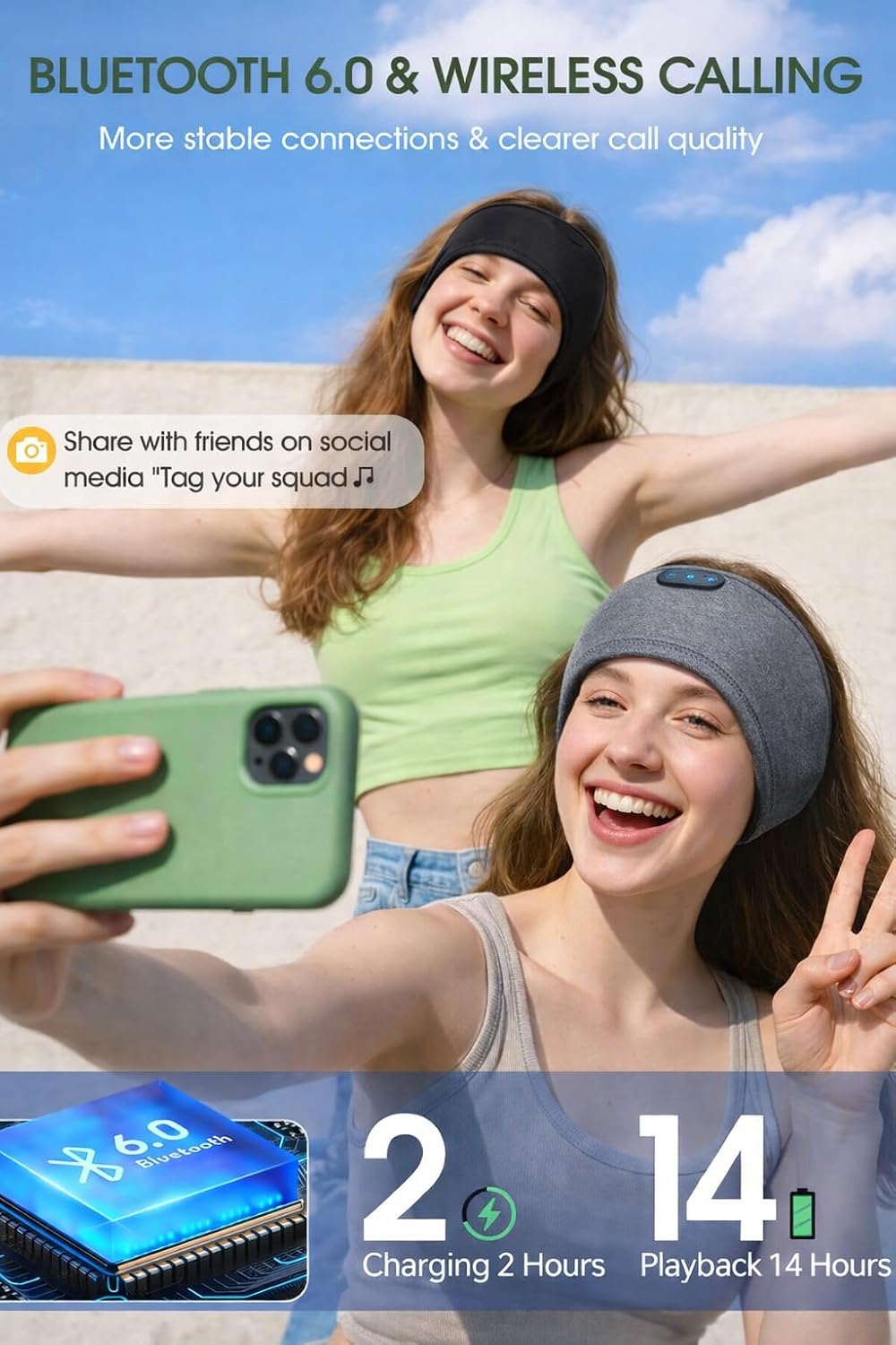 Detalle de ZHENYEMEI Sleep Headphones with Bluetooth 5.4