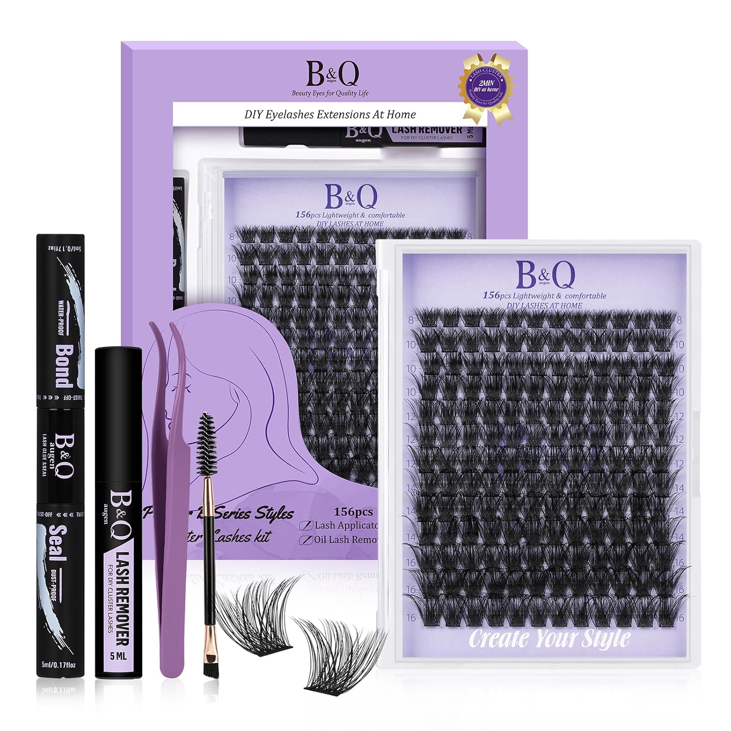 Detalle de B&Q Lash Extension Set B02 Wimpern 156 Stück