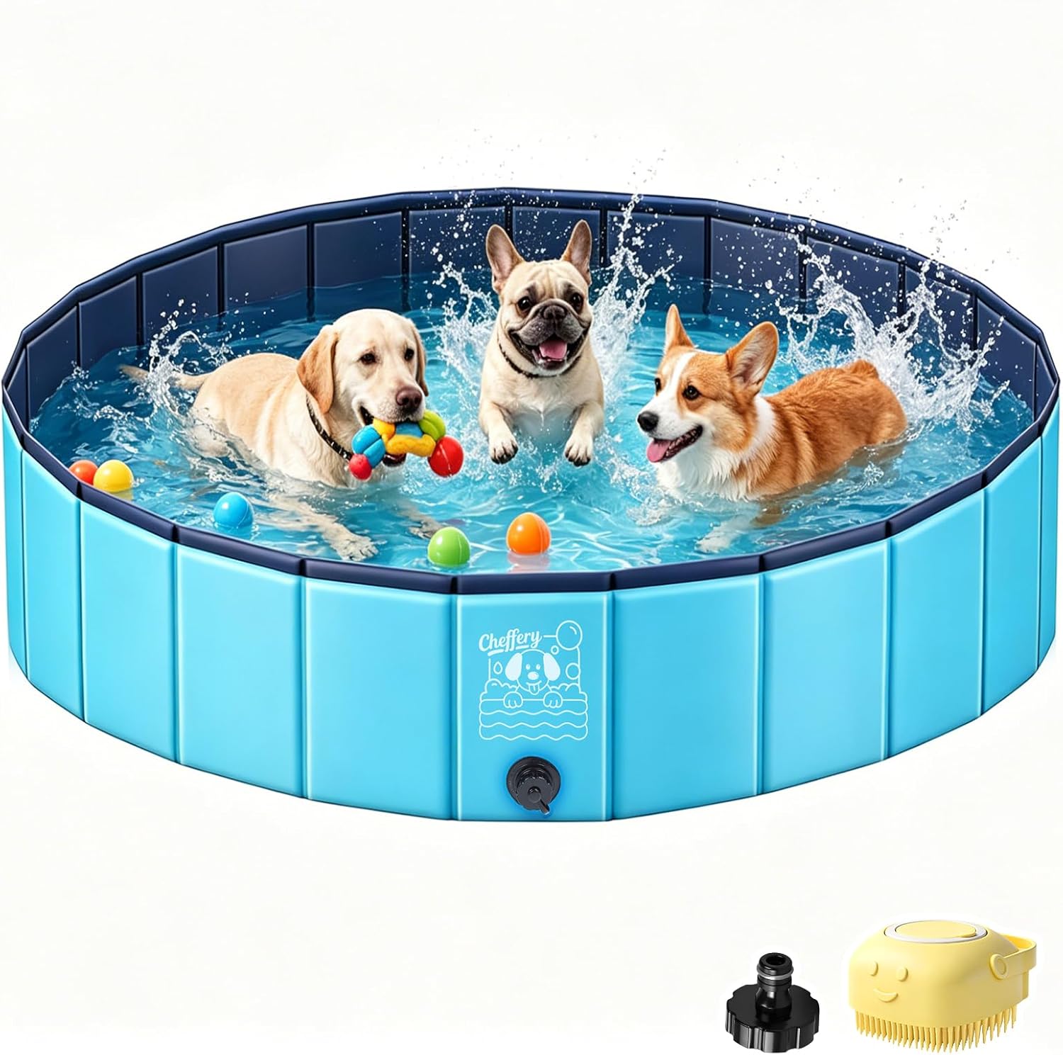 JONRRYIN Piscine pour Chien 120 x 30 cm – Pliable, stable et antidérapante