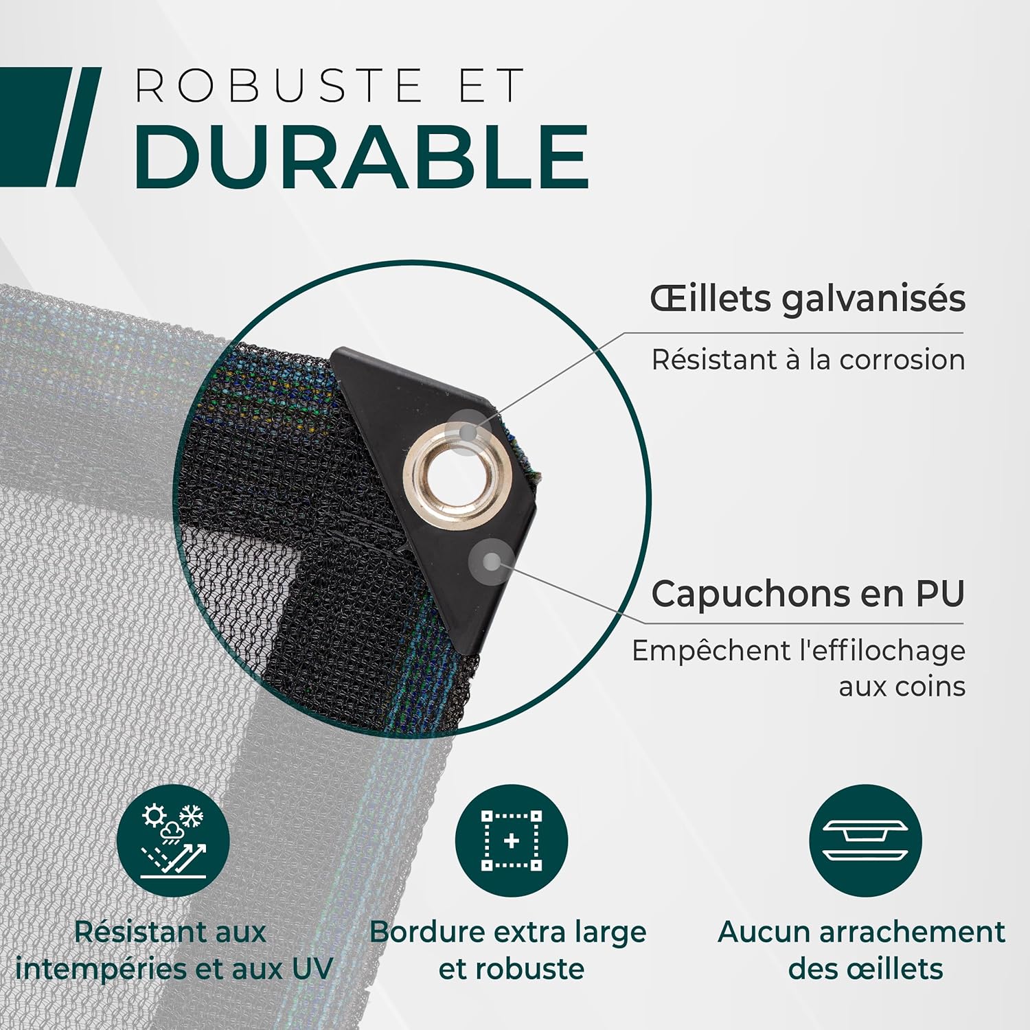 Detalle de CargoVA Filet de remorque à mailles fines 2x3,5 m – Filet de couverture noir avec corde élastique