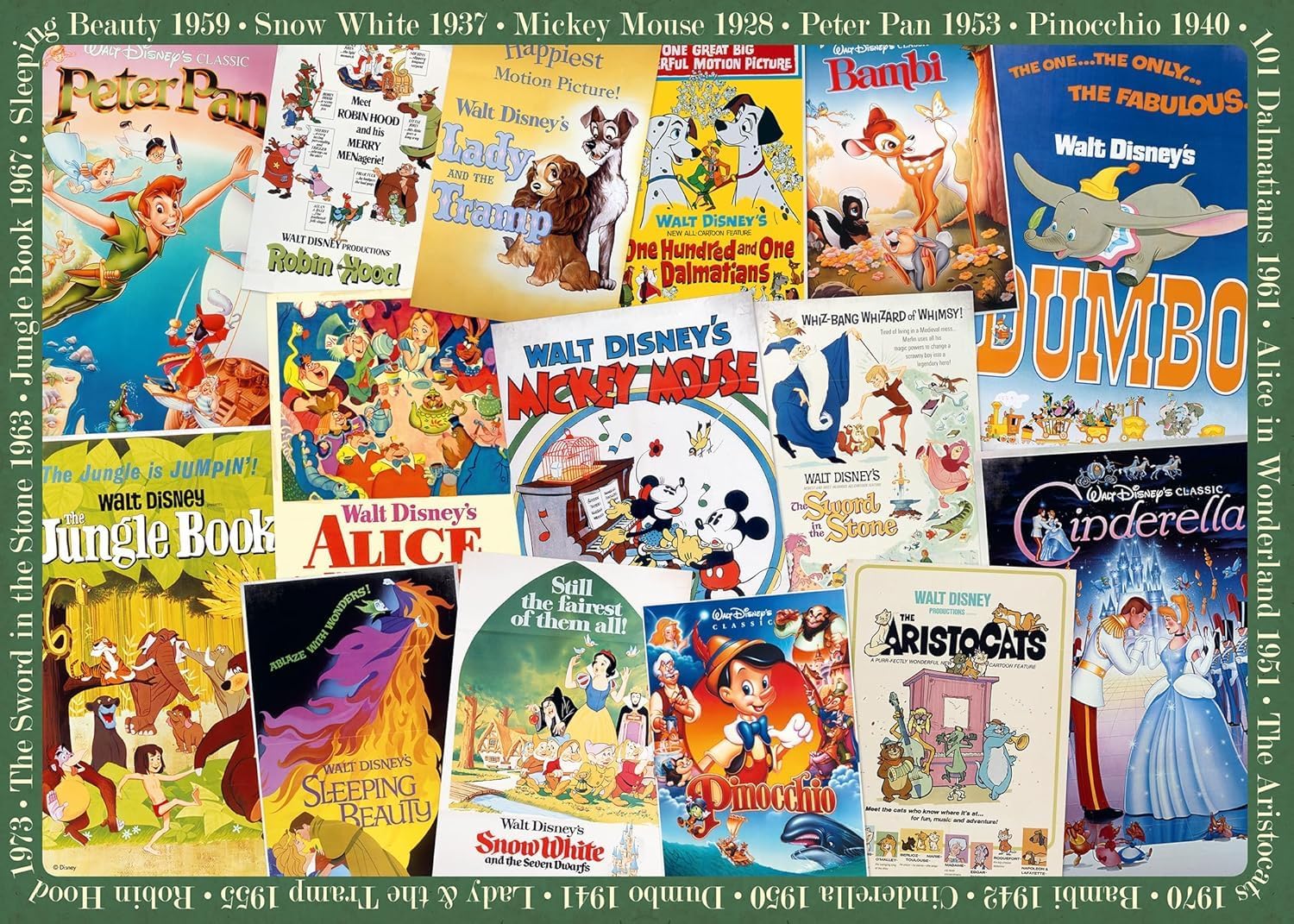 Detalle 2 de Ravensburger Puzzle 1000 Pezzi Disney Vintage Movie Poster da 70 x 50 cm (adulti +14 anni)