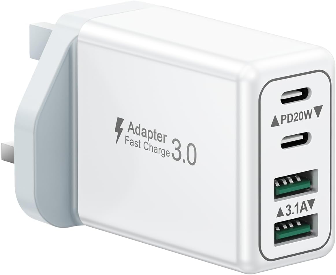 Detalle de 40W 4-Port USB C Fast Charger Plug UK