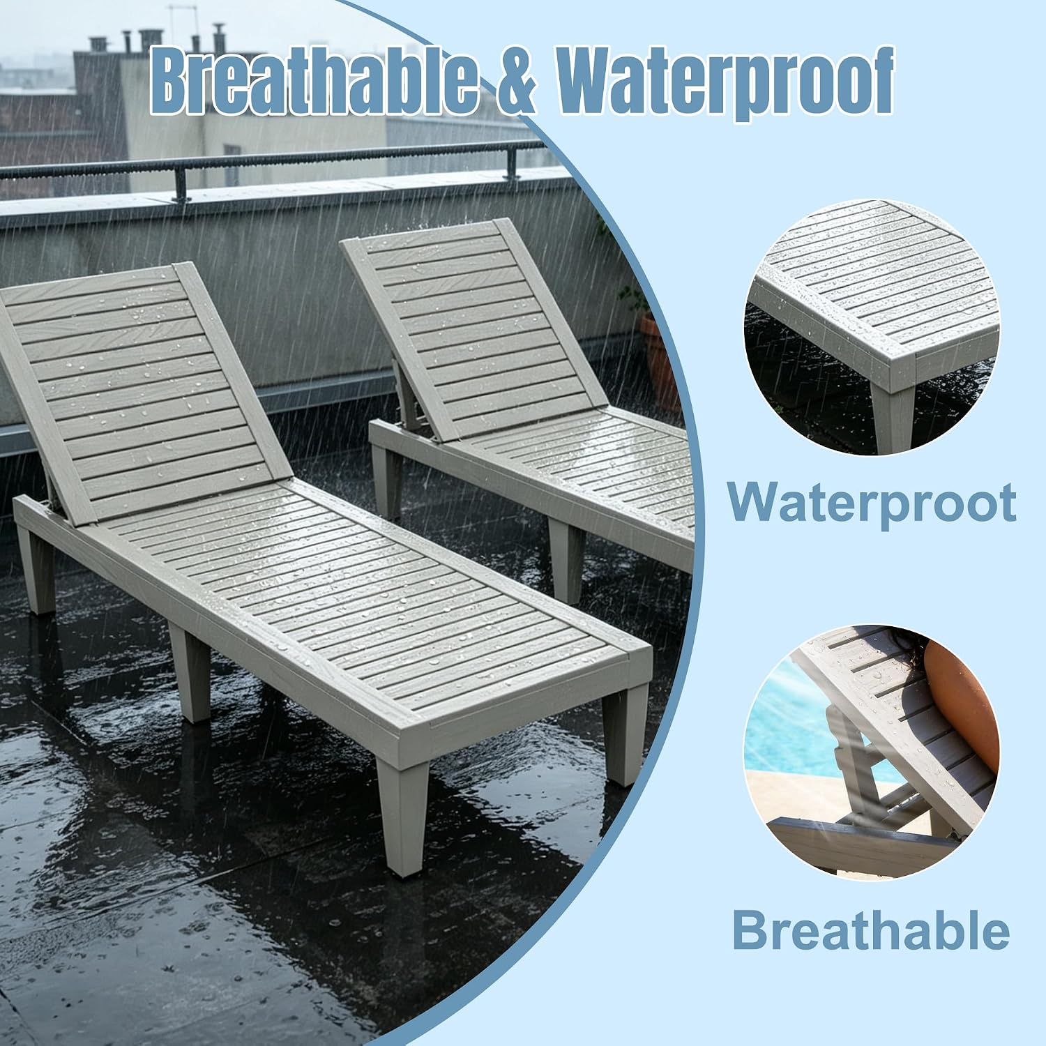 Detalle 2 de EFU Outdoor Lounge Chairs, 5-Position Adjustable