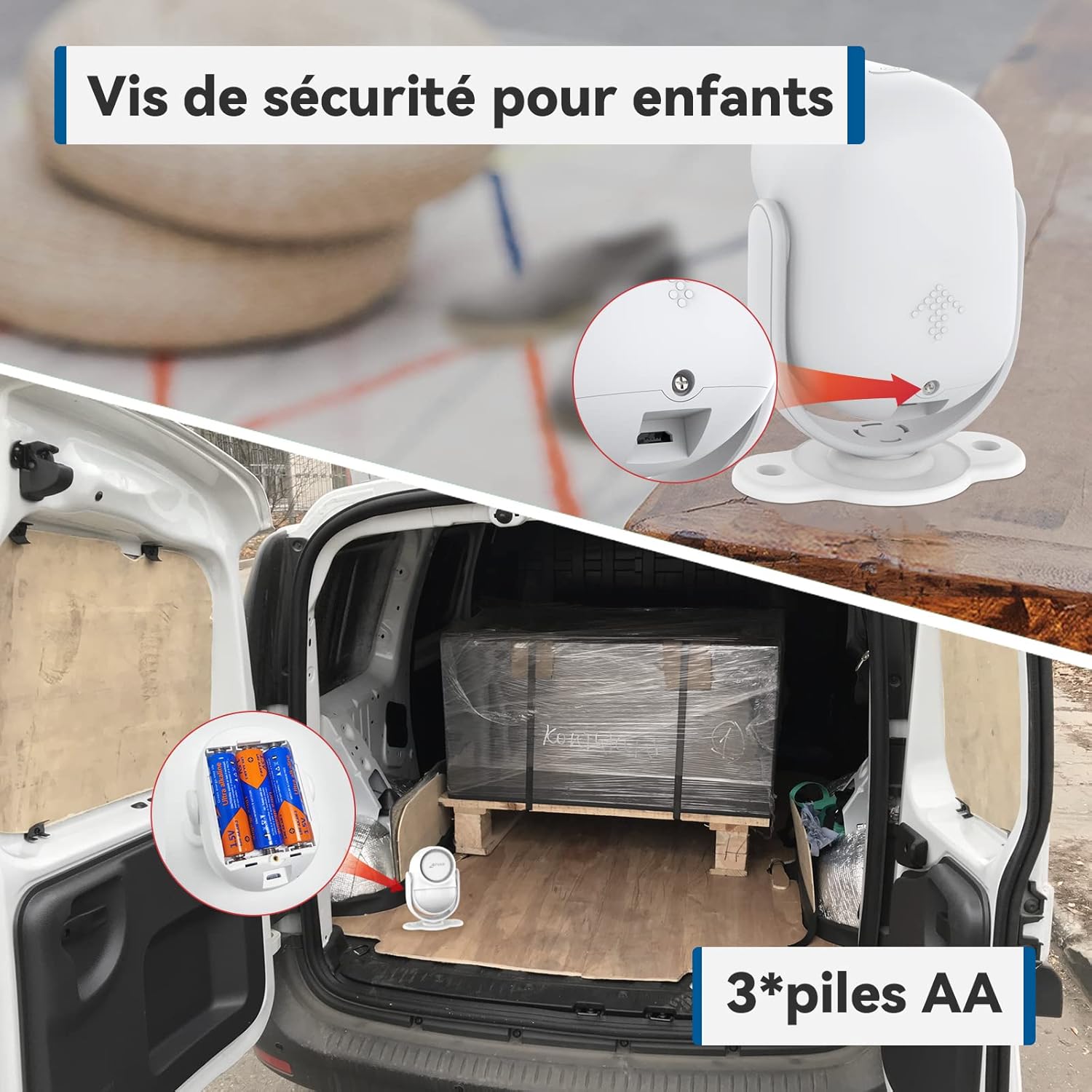 Thumbnail 4 de CPVAN Alarme détecteur de mouvement intérieur sans fil avec sirène 125 dB