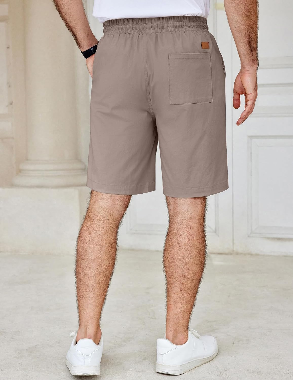 Detalle de COOFANDY Men's Casual Cotton Shorts with Elastic Drawstring Waist