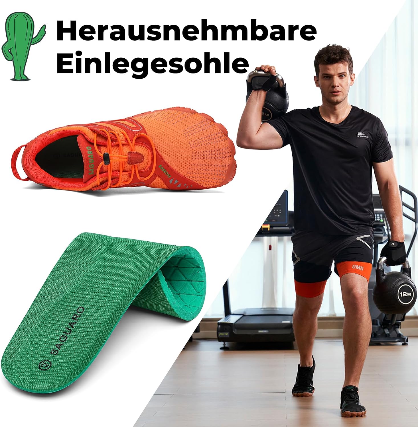 Detalle de SAGUARO Unisex Barfußschuhe Outdoor – Zero-Drop Zehenschuhe für Trail und Alltag, Gr. 36–48