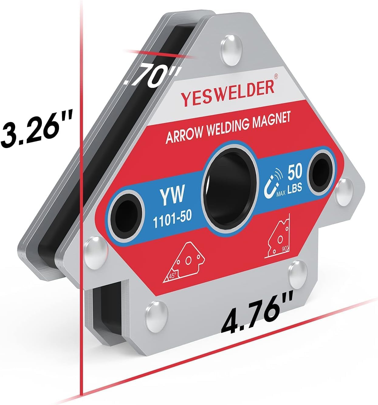 Detalle de YESWELDER 50lb Welding Magnets (4-piece set) for 45°, 90° and 135° alignment