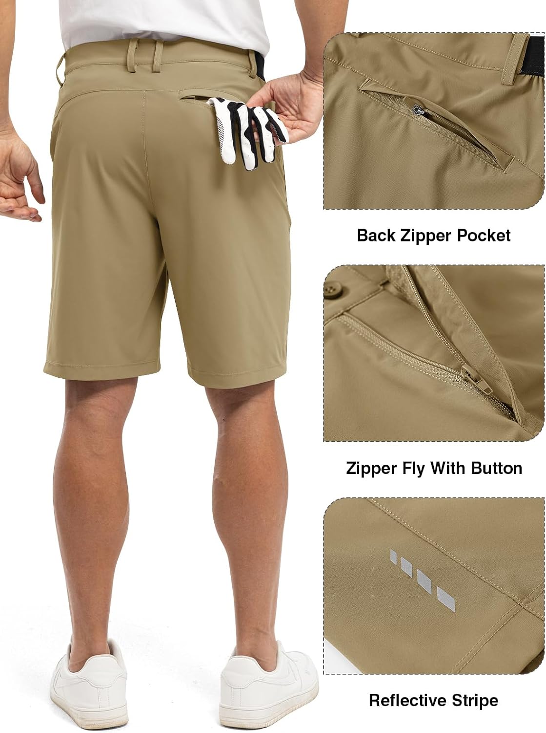 Detalle de TBMPOY Men's 9" Golf Shorts: Stretch, Quick Dry, and Practical for Work or Play