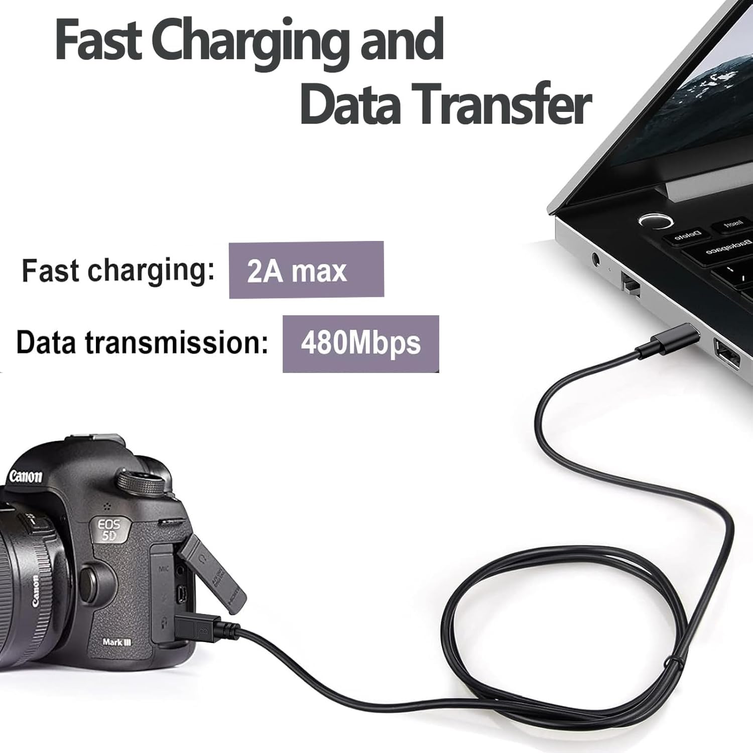 Detalle de USB Photo Transfer Charging Cable: USB-C to UC-E6 for Nikon Cameras (1.5m)