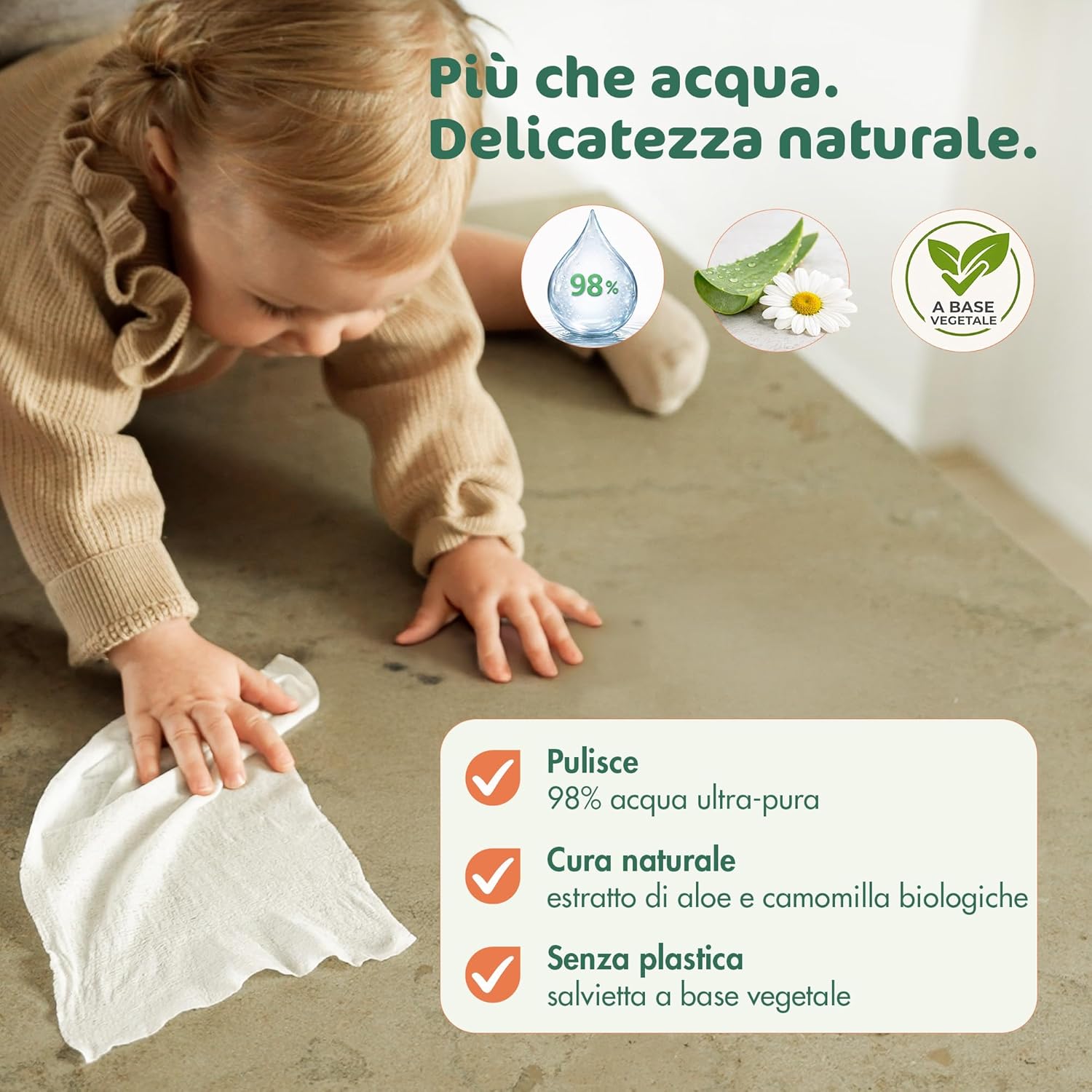 Detalle de Naty salviettine baby Naturali Senza Profumo – 672 pezzi (12 confezioni)