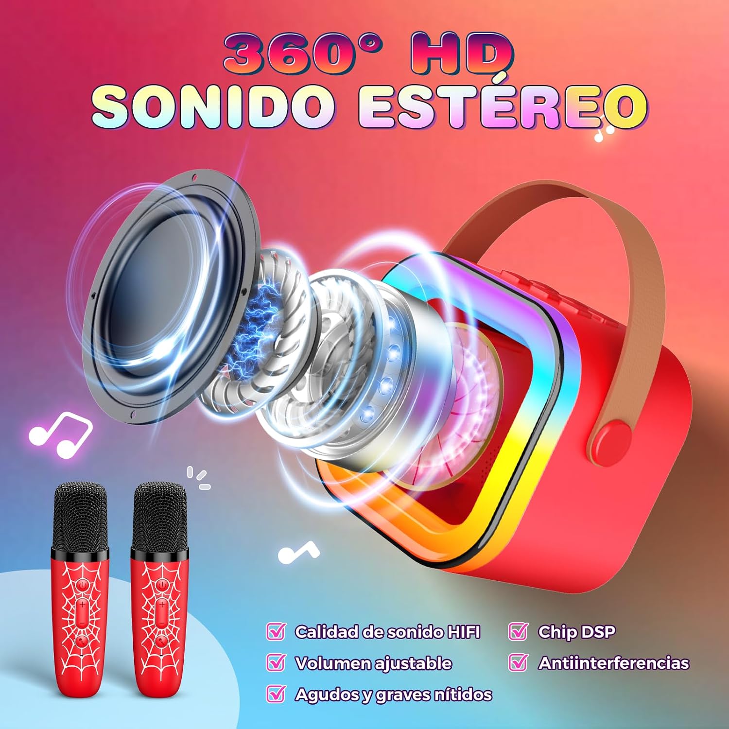 Thumbnail 1 de Braxel Karaoke 2 Micrófonos Inalámbricos para Niños