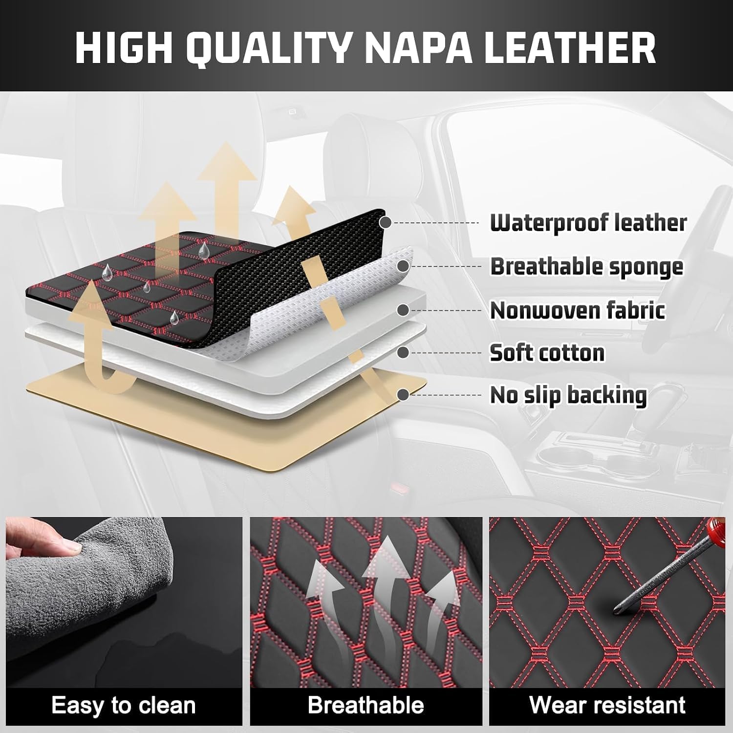 Detalle de Umbrauto Truck Seat Covers in Nappa Leather