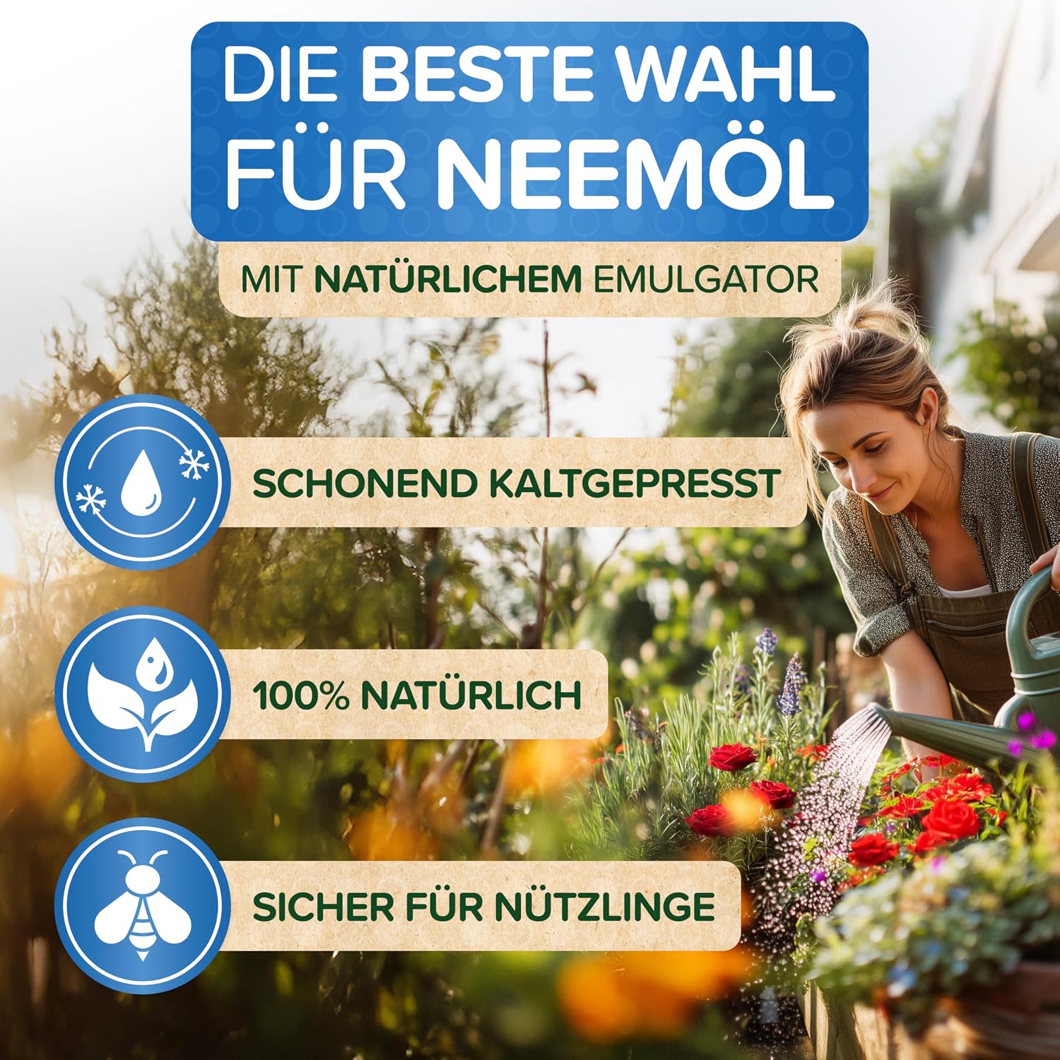 Thumbnail 6 de Natürliches Neemöl mit Emulgator (1200 ml) inkl. Sprühflasche & Messbecher – ergibt 120 L sprühfertiges Niemöl