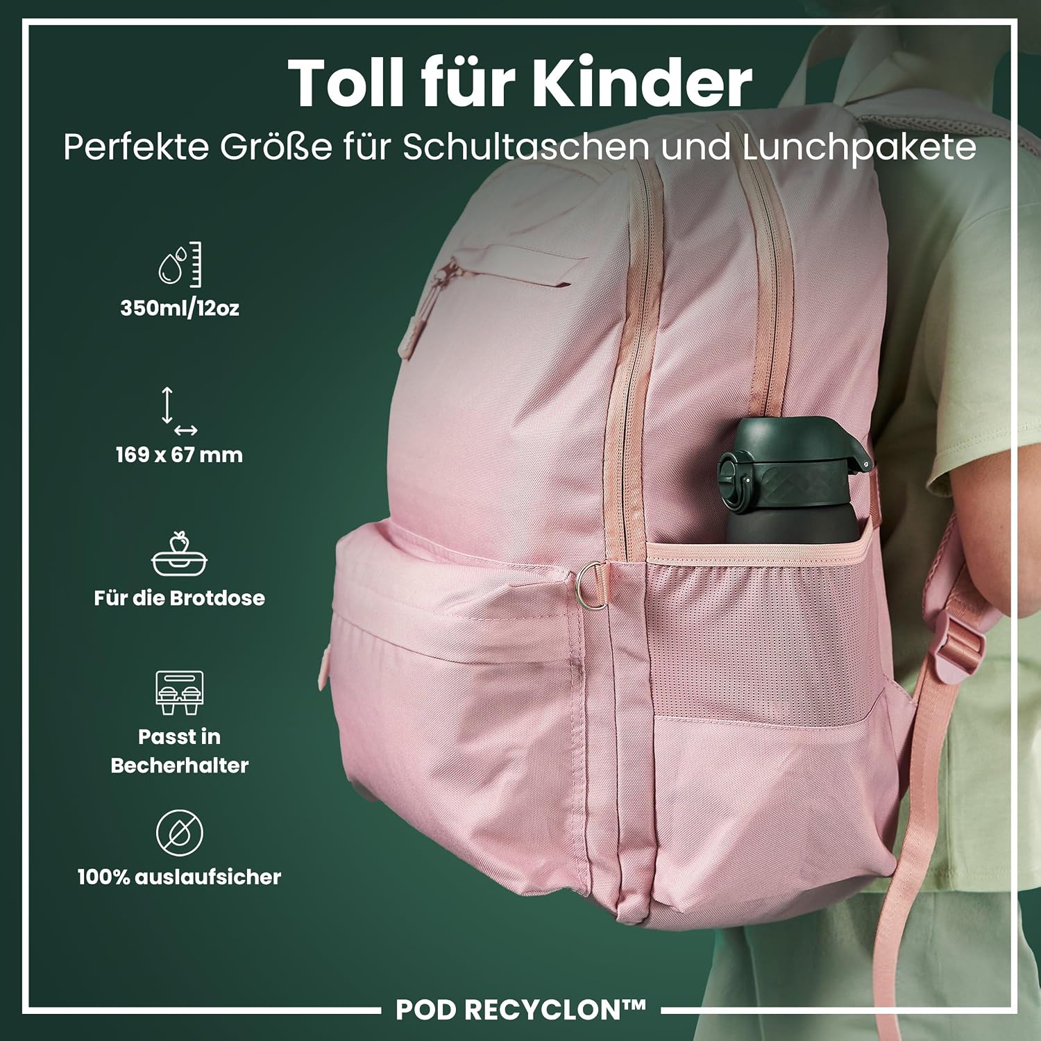 Thumbnail 2 de ION8 Kinder Trinkflasche 350 ml – Auslaufsicher, Einhandöffnung & Klimaneutral