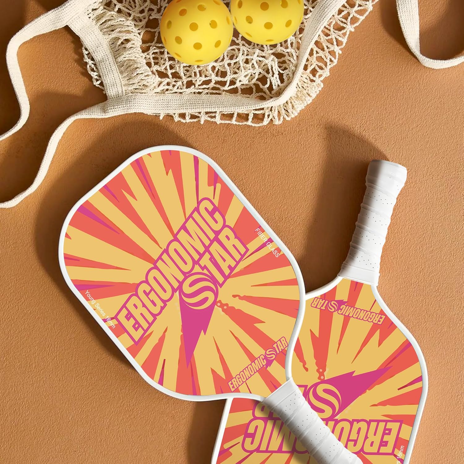 Thumbnail 5 de Ergonomicstar Pickleball-Set (Fiberglas-Schläger) mit 4 Bällen & Tragetasche – leicht für drinnen und draußen