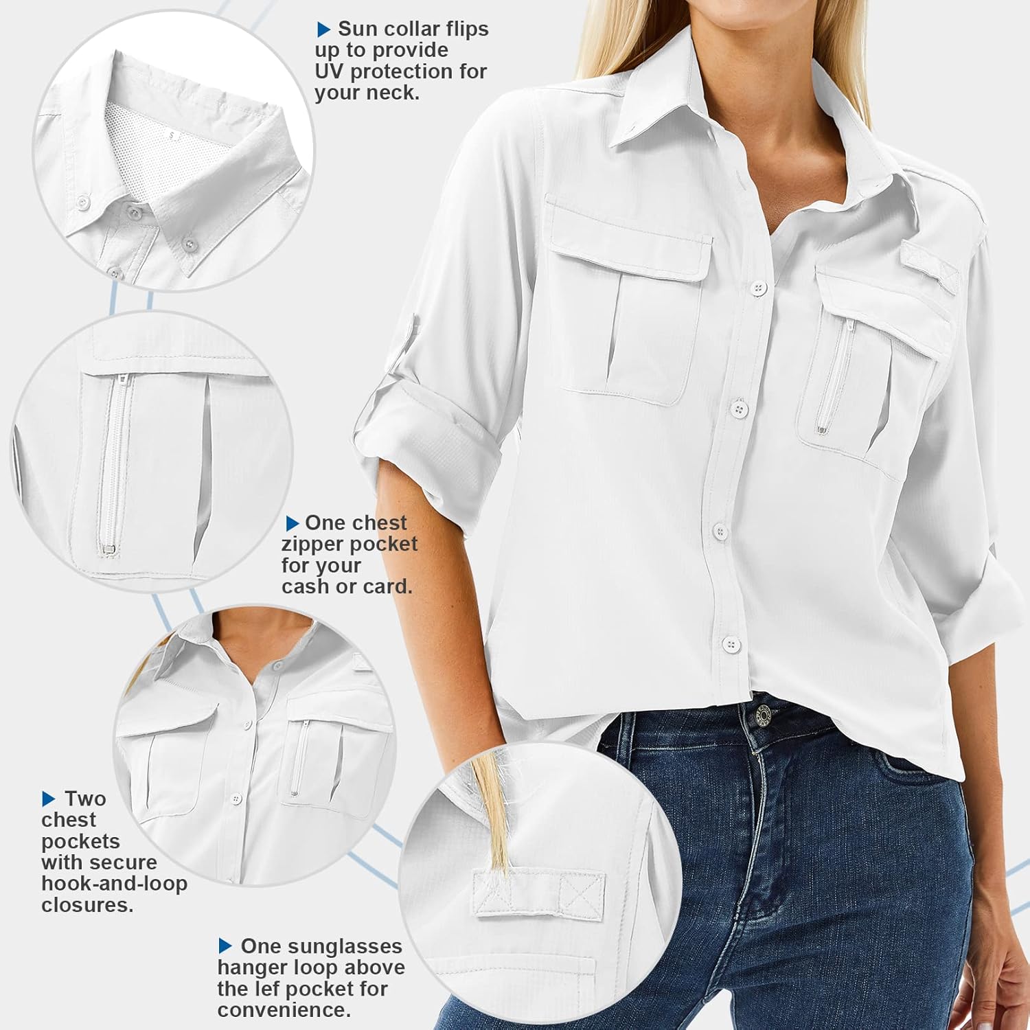 Thumbnail 2 de Yeyity Damen Hemdbluse UPF 50: Langarm-Outdoormantel für Wander-, Safari- und Freizeitaktivitäten