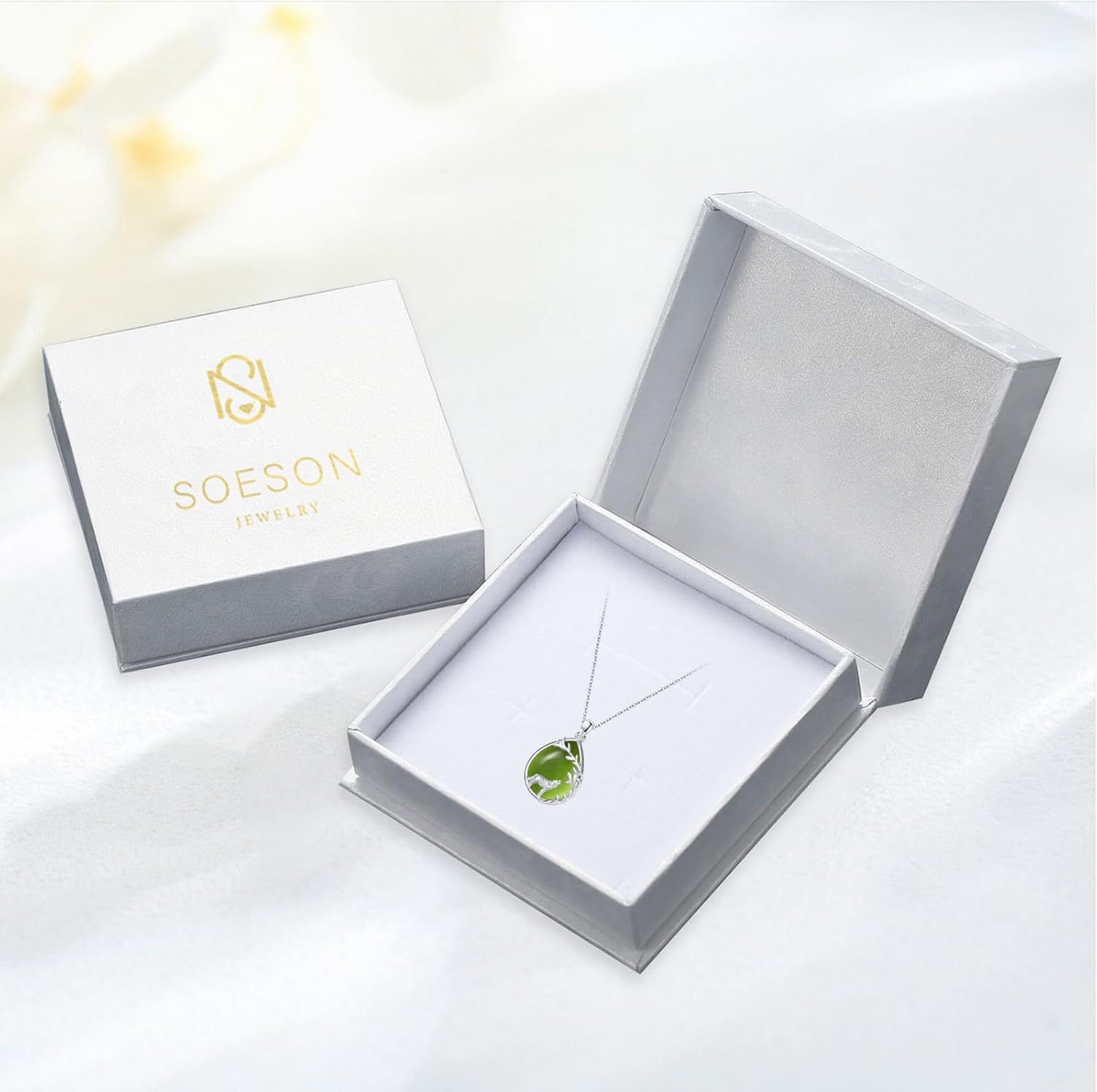Thumbnail 6 de Wolf Kette Sterling Silber mit Wolf Anhänger – 925er Silber, Peridot, verstellbare Kette