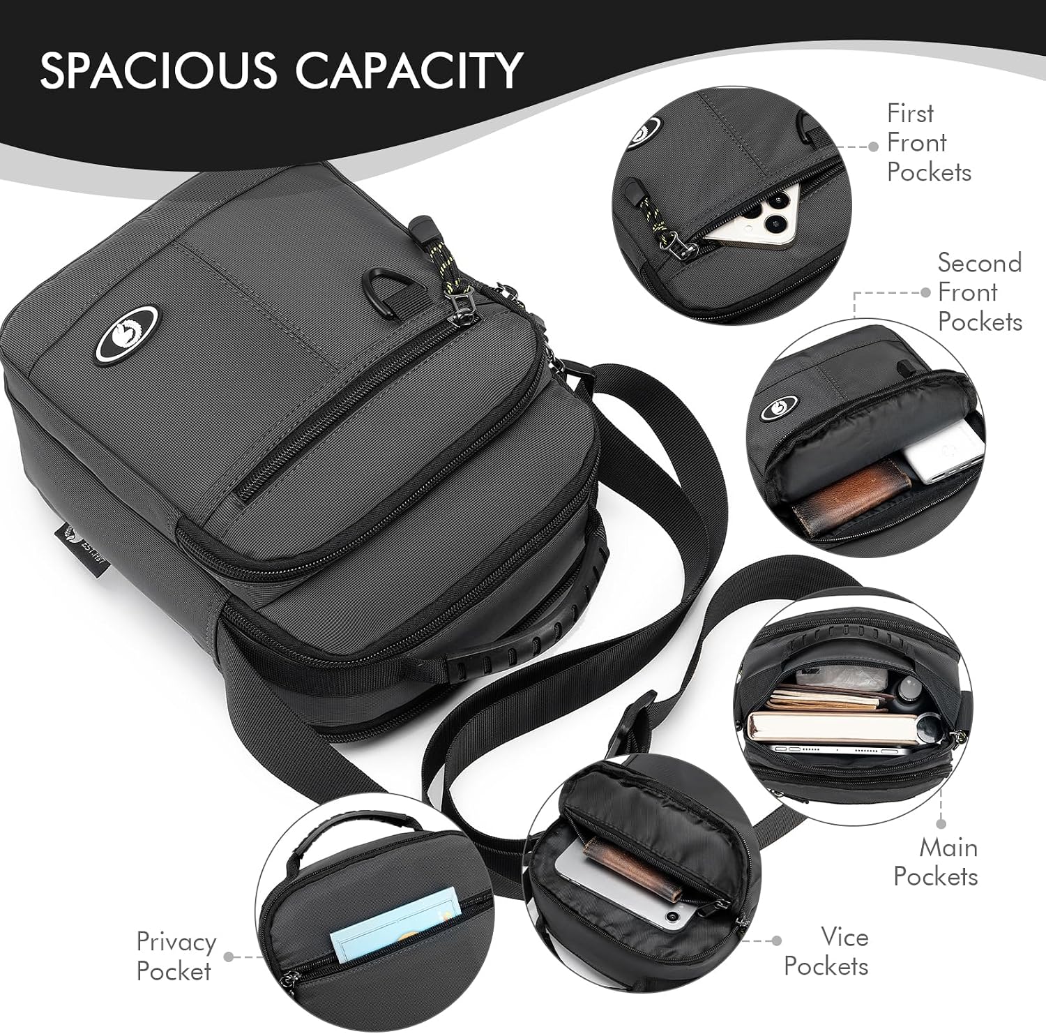 Thumbnail 2 de BAGZY Oxford Shoulder Bag for Men, 9.7-inch Tablet Fit, 150 cm Strap